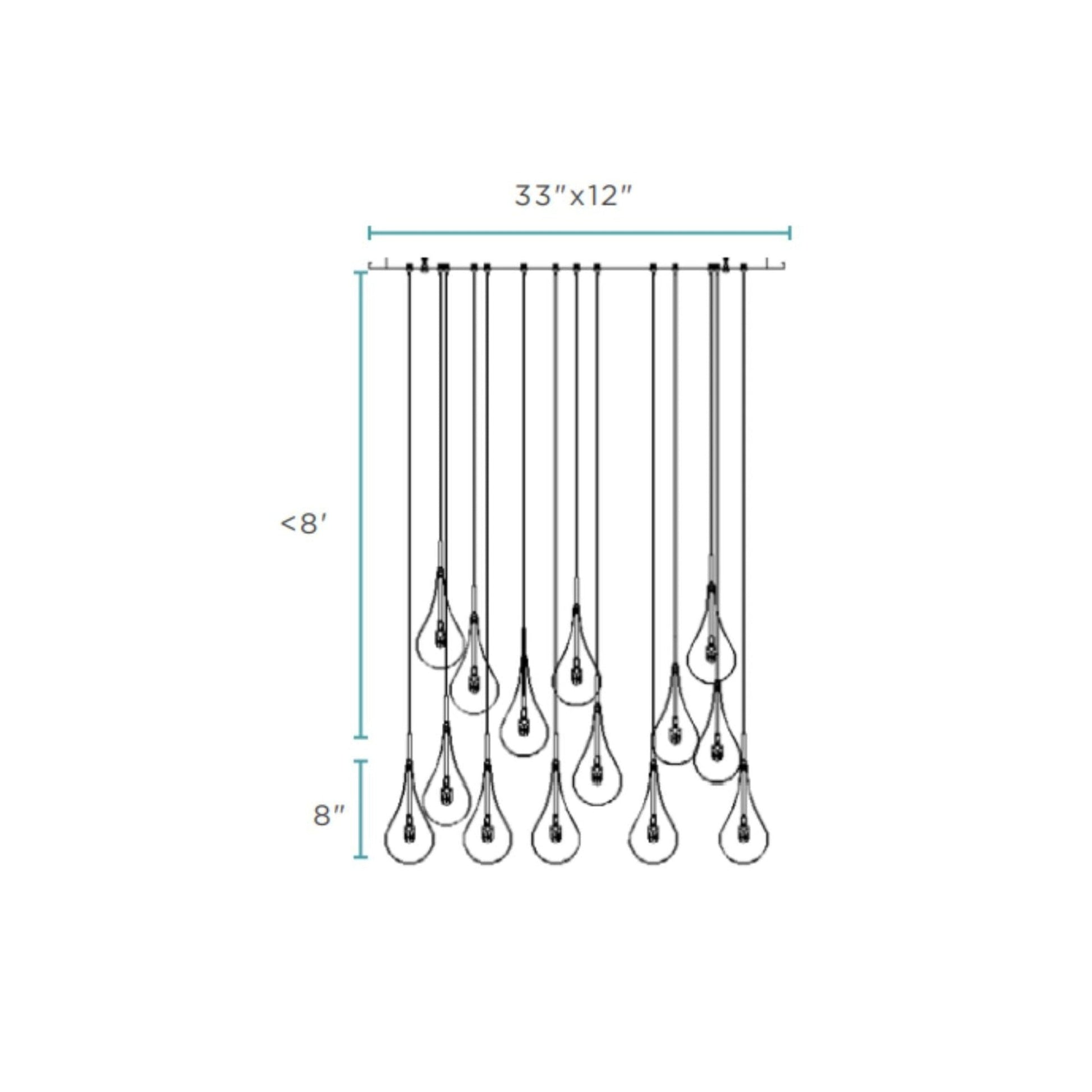 Finesse Decor Modern Glass Drop 12" Chrome Finish 14-Light LED Chandelier