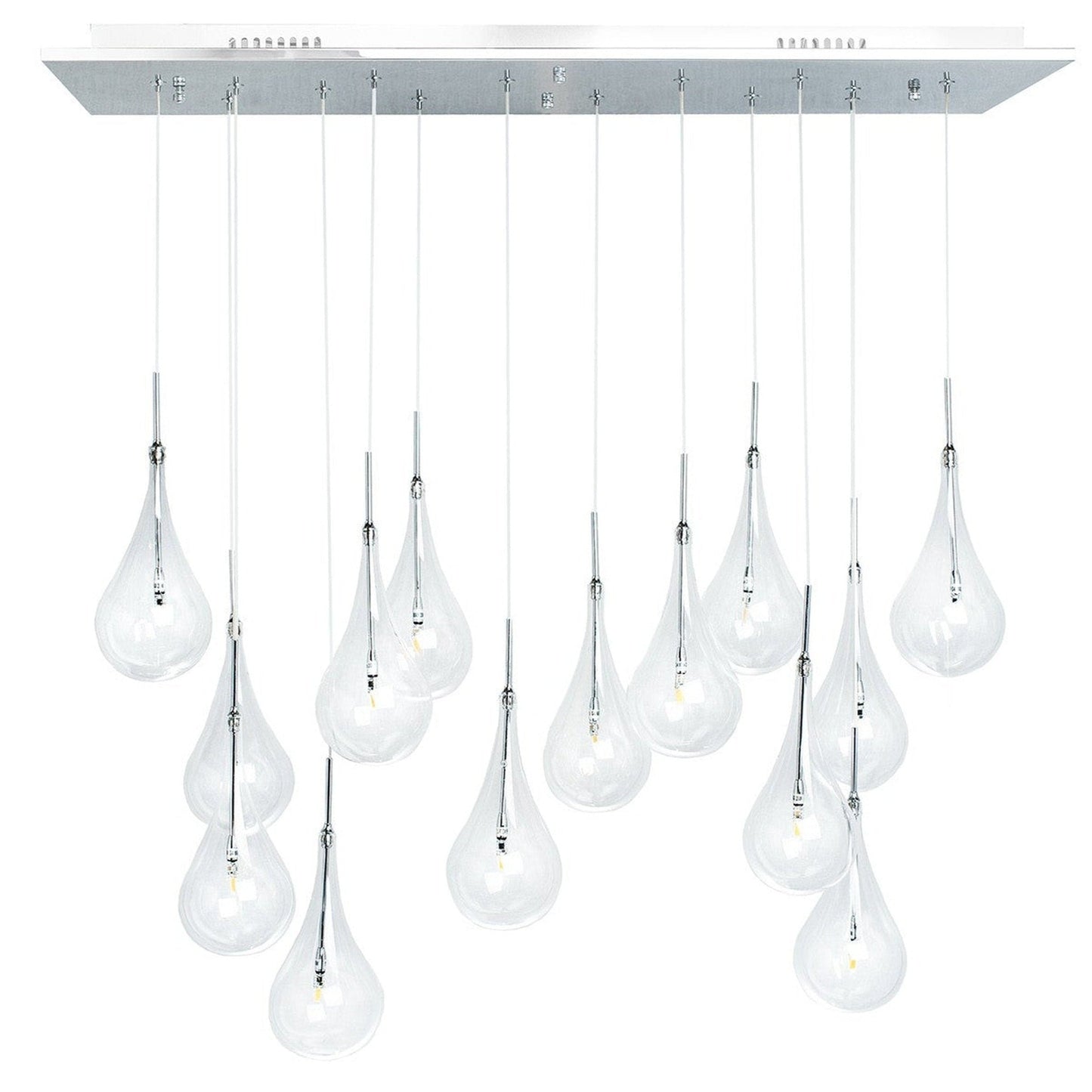 Finesse Decor Modern Glass Drop 12" Chrome Finish 14-Light LED Chandelier