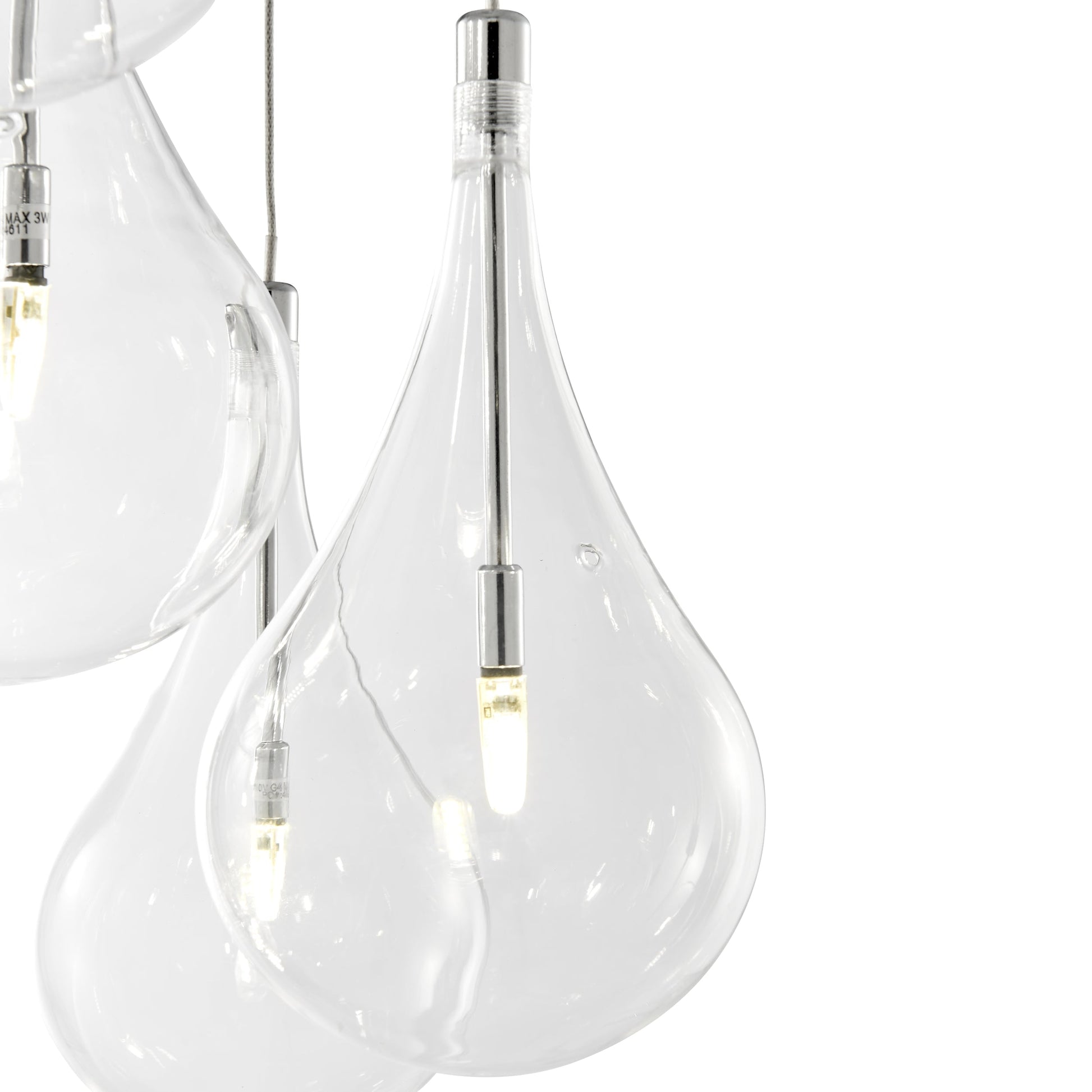 Finesse Decor Modern Glass Drop 15" Chrome Finish 9-Light LED Chandelier