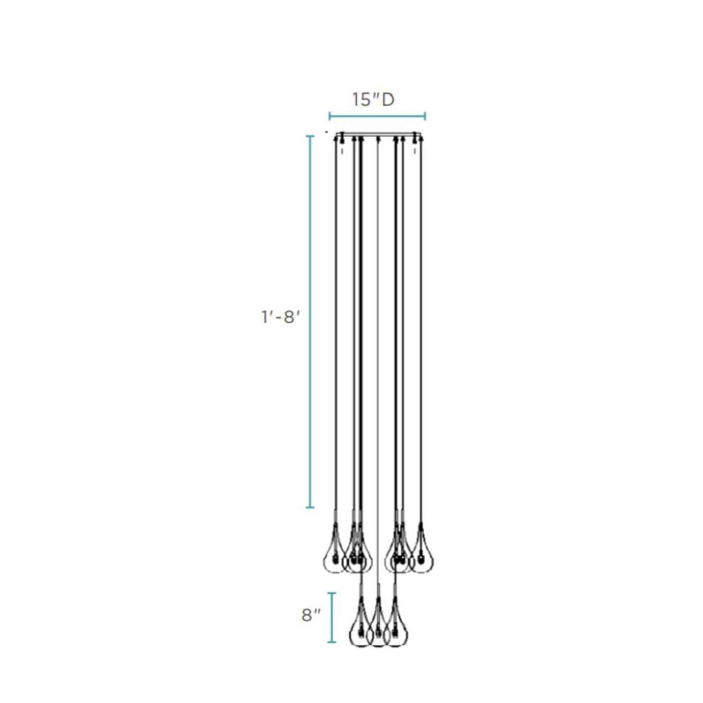Finesse Decor Modern Glass Drop 15" Chrome Finish 9-Light LED Chandelier