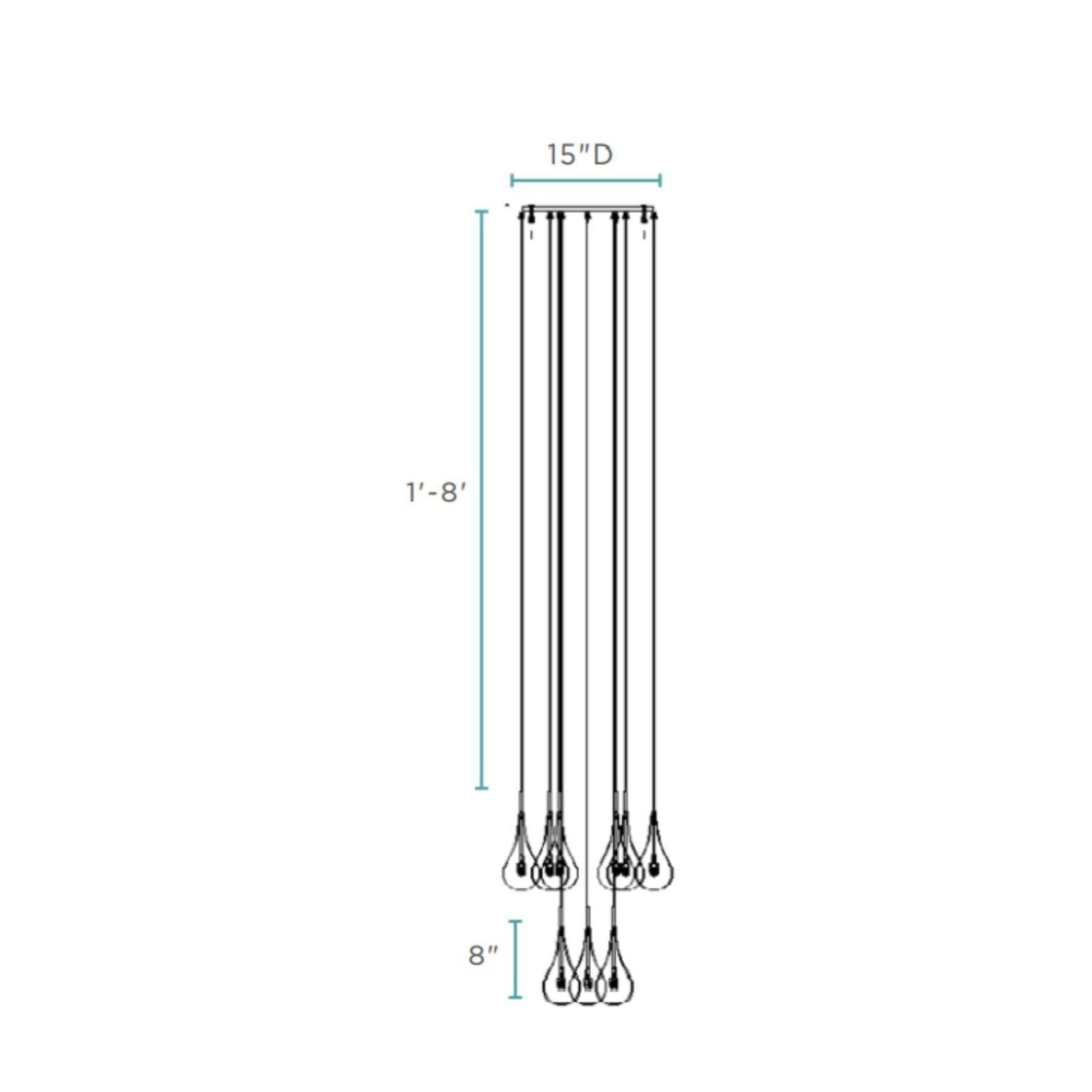 Finesse Decor Modern Glass Drop 15" Chrome Finish 9-Light LED Chandelier
