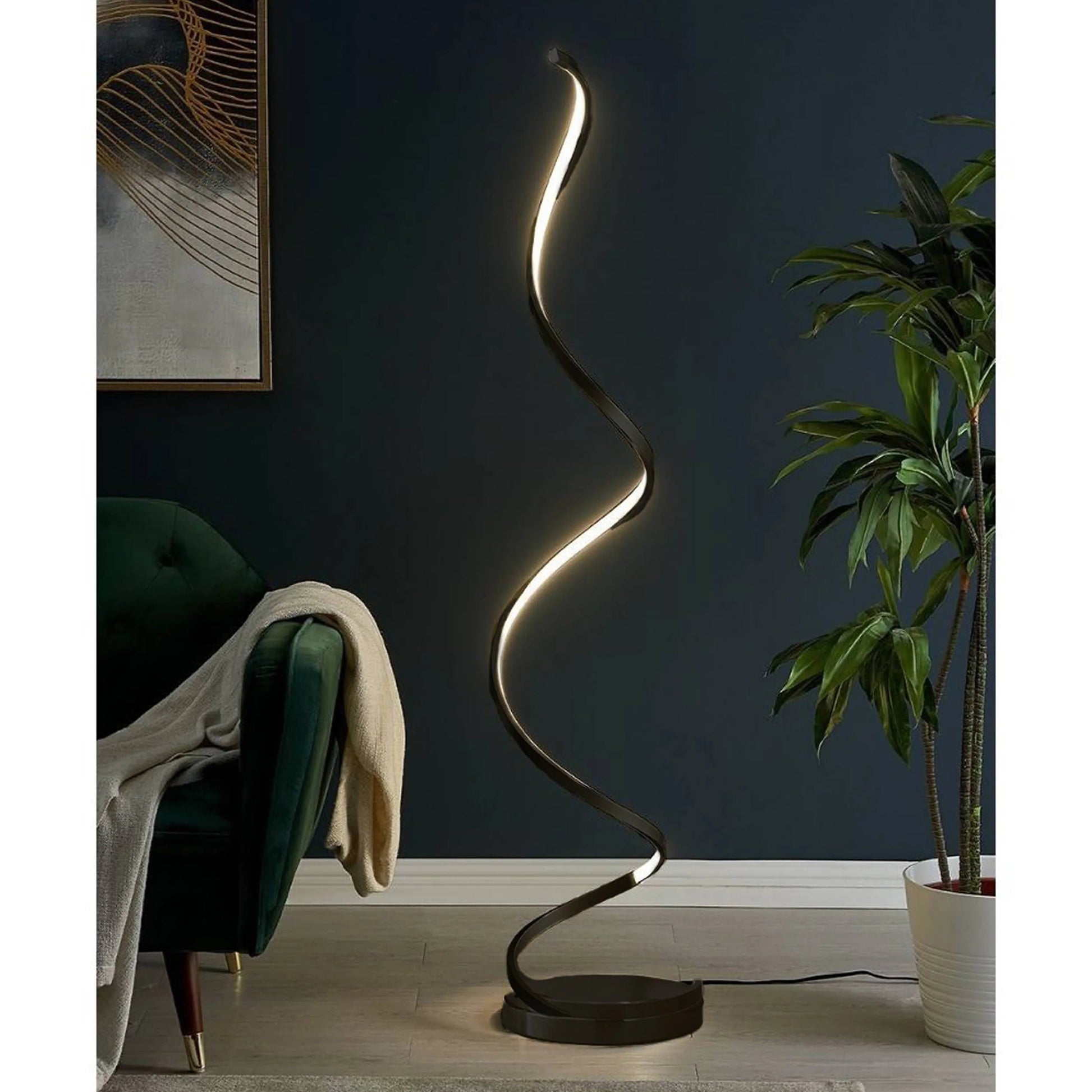 Finesse Decor Modern Spiral 61" Black Finish 1-Light LED Floor Lamp