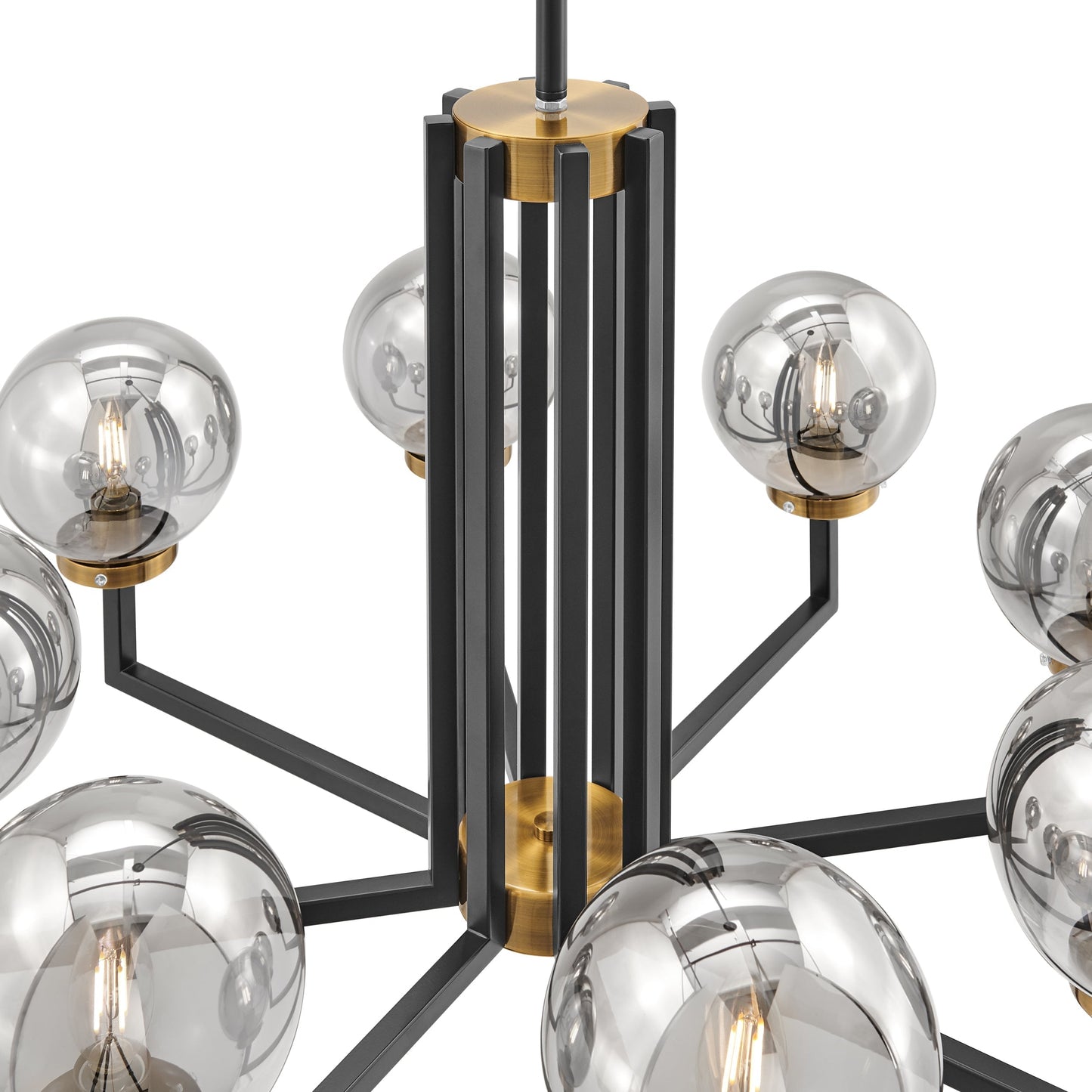 Finesse Decor Monachopsis 19" Gold and Black Finish 8-Light LED Chandelier