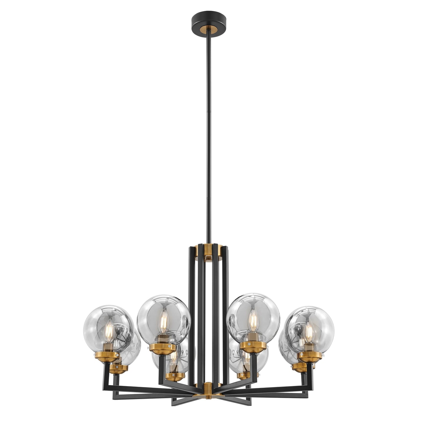 Finesse Decor Monachopsis 29" Gold and Black Finish 8-Light LED Chandelier