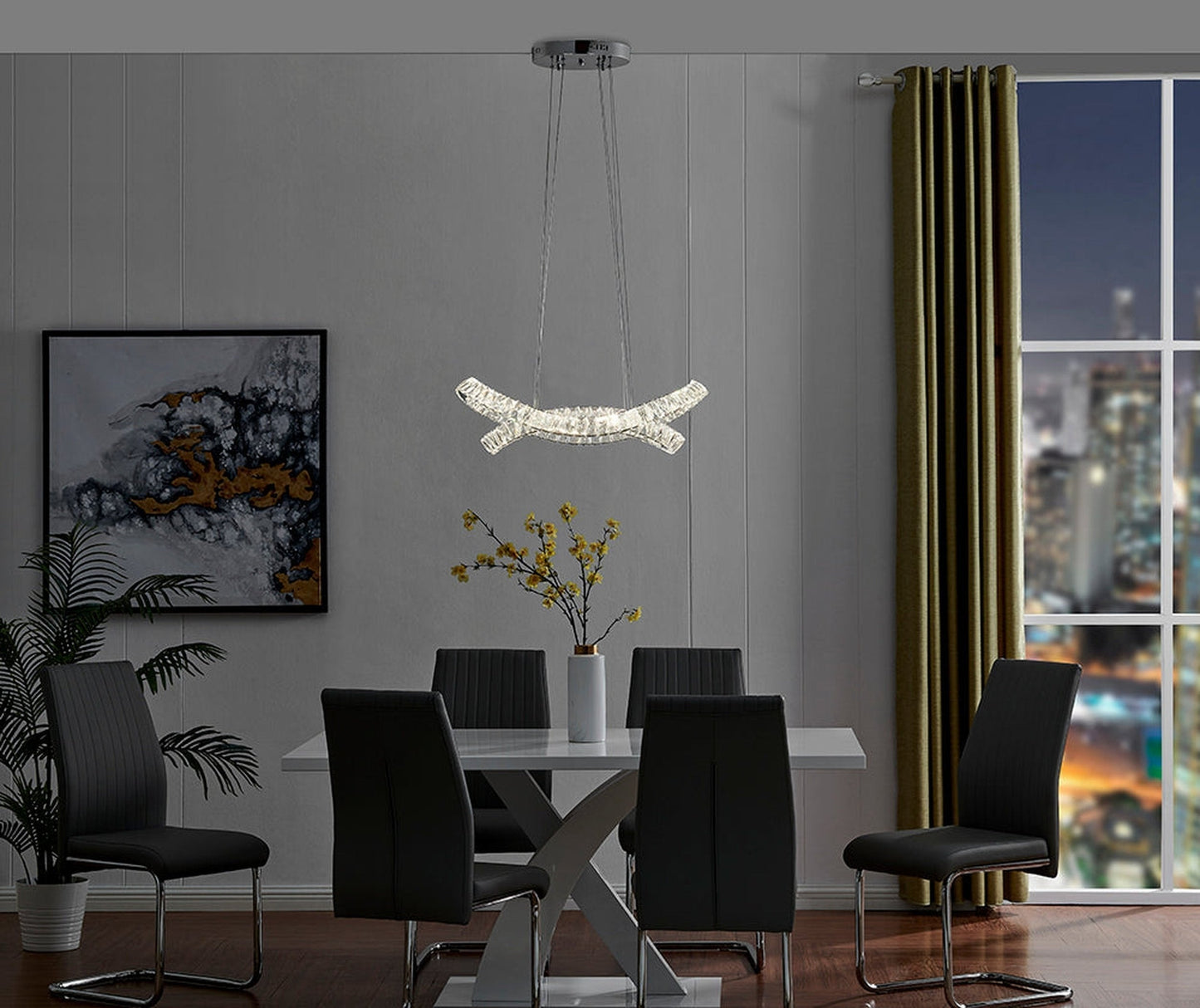Finesse Decor Monroe 23" Chrome Finish 2-Light LED Chandelier
