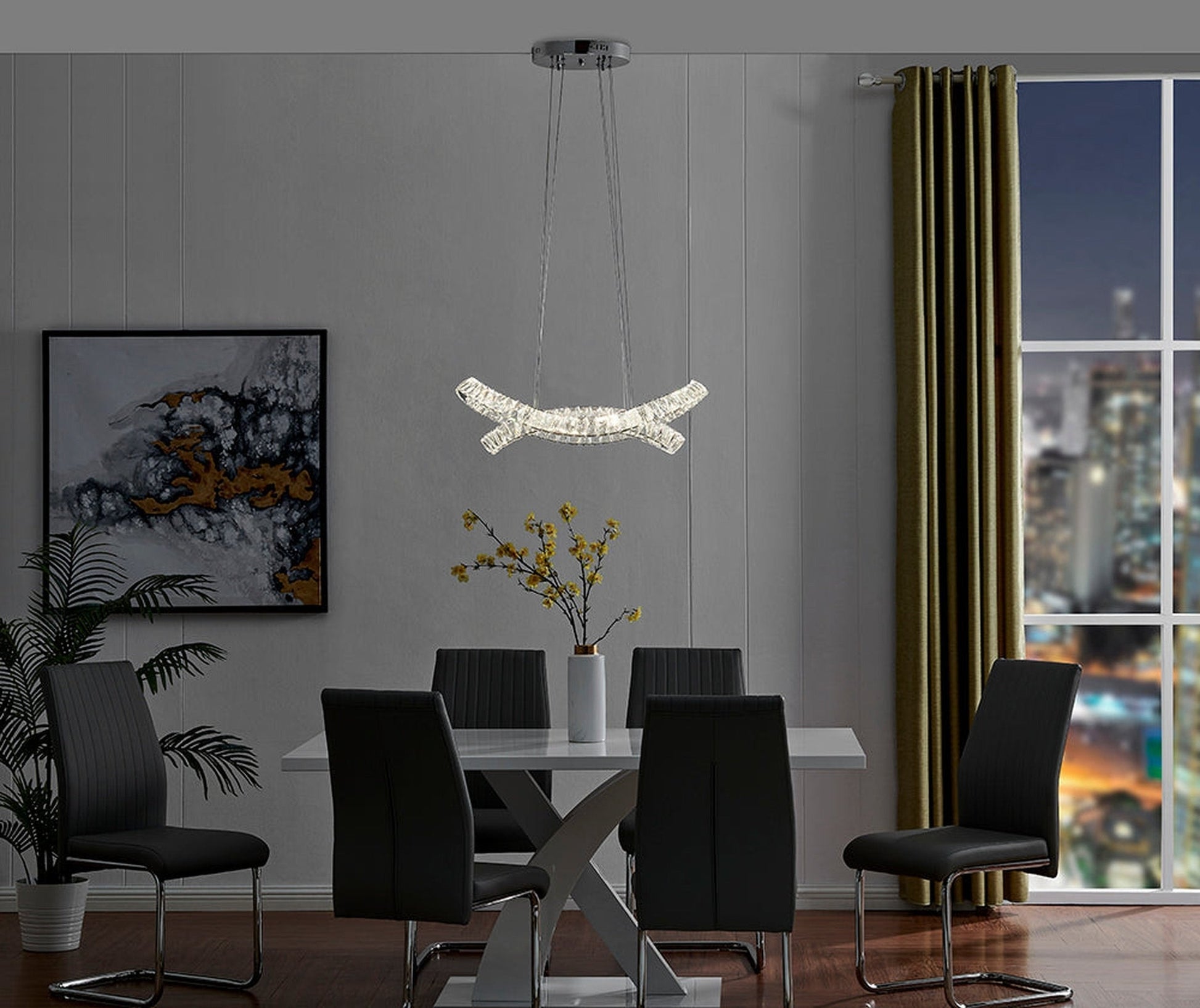 Finesse Decor Monroe 23" Chrome Finish 2-Light LED Chandelier
