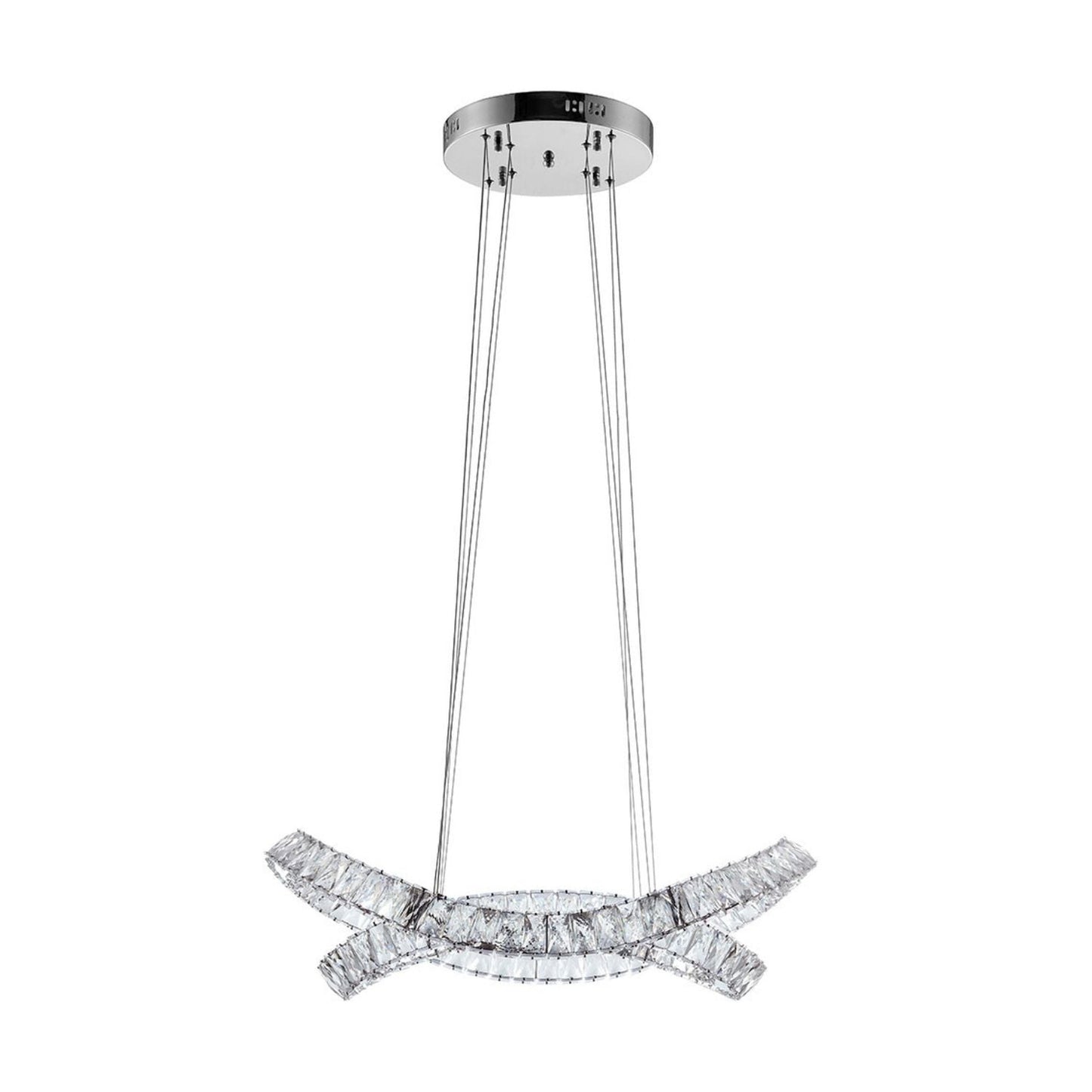 Finesse Decor Monroe 23" Chrome Finish 2-Light LED Chandelier