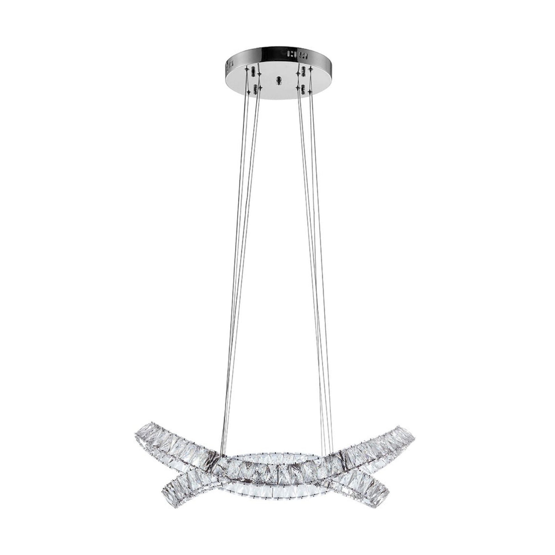 Finesse Decor Monroe 23" Chrome Finish 2-Light LED Chandelier