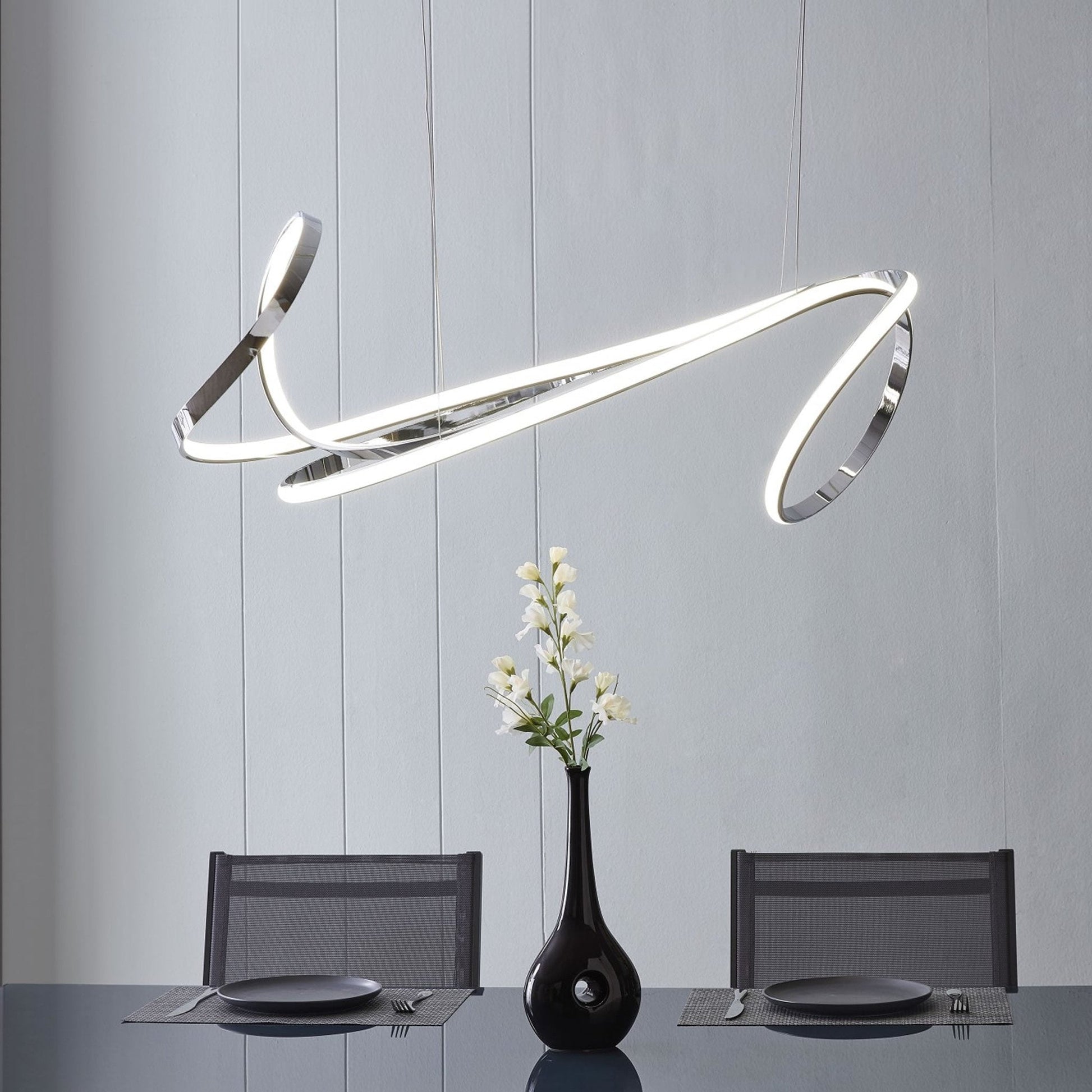Finesse Decor Moscow 23" Chrome Finish 1-Light LED Chandelier