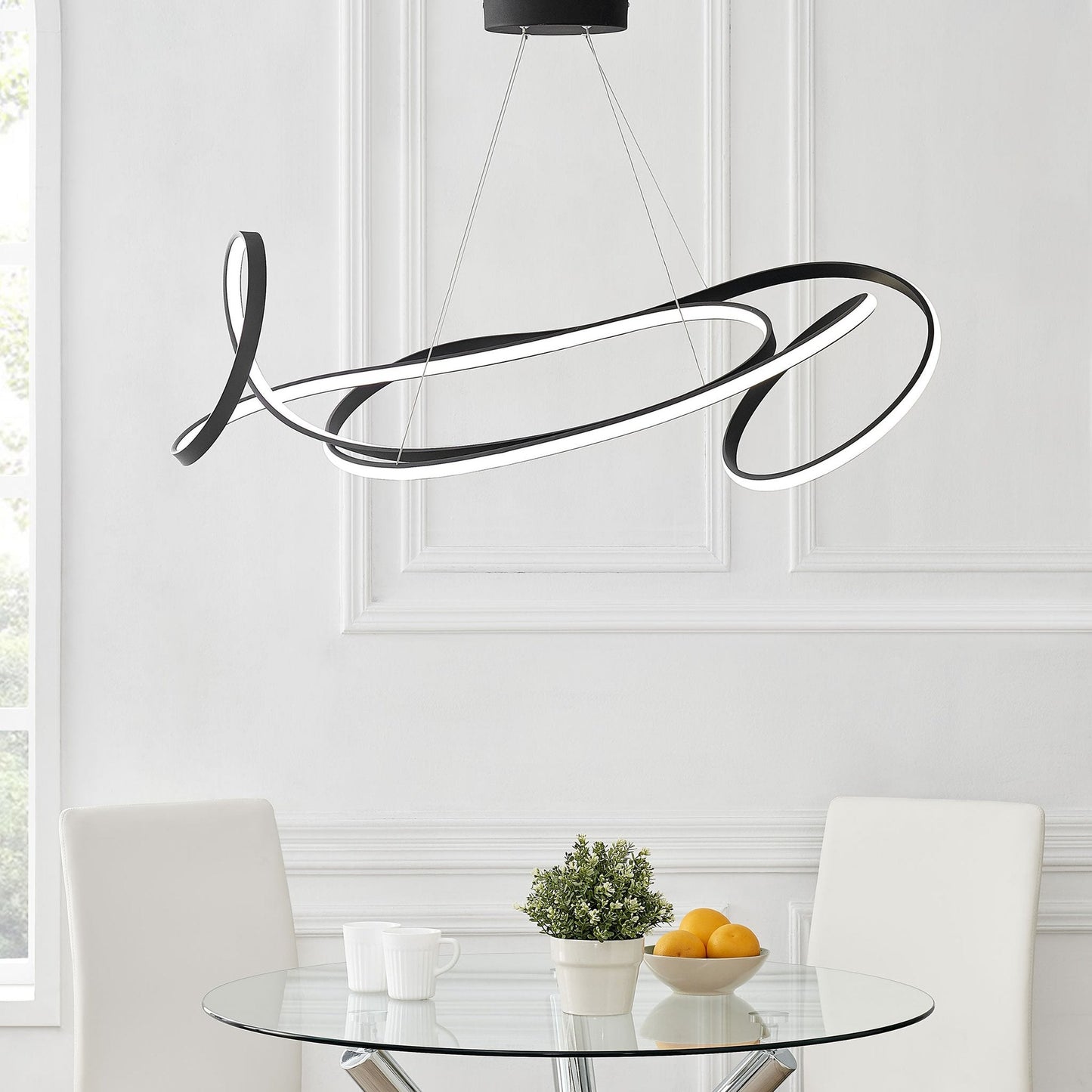 Finesse Decor Moscow 33" W x 14" H Black Finish 1-Light LED Chandelier