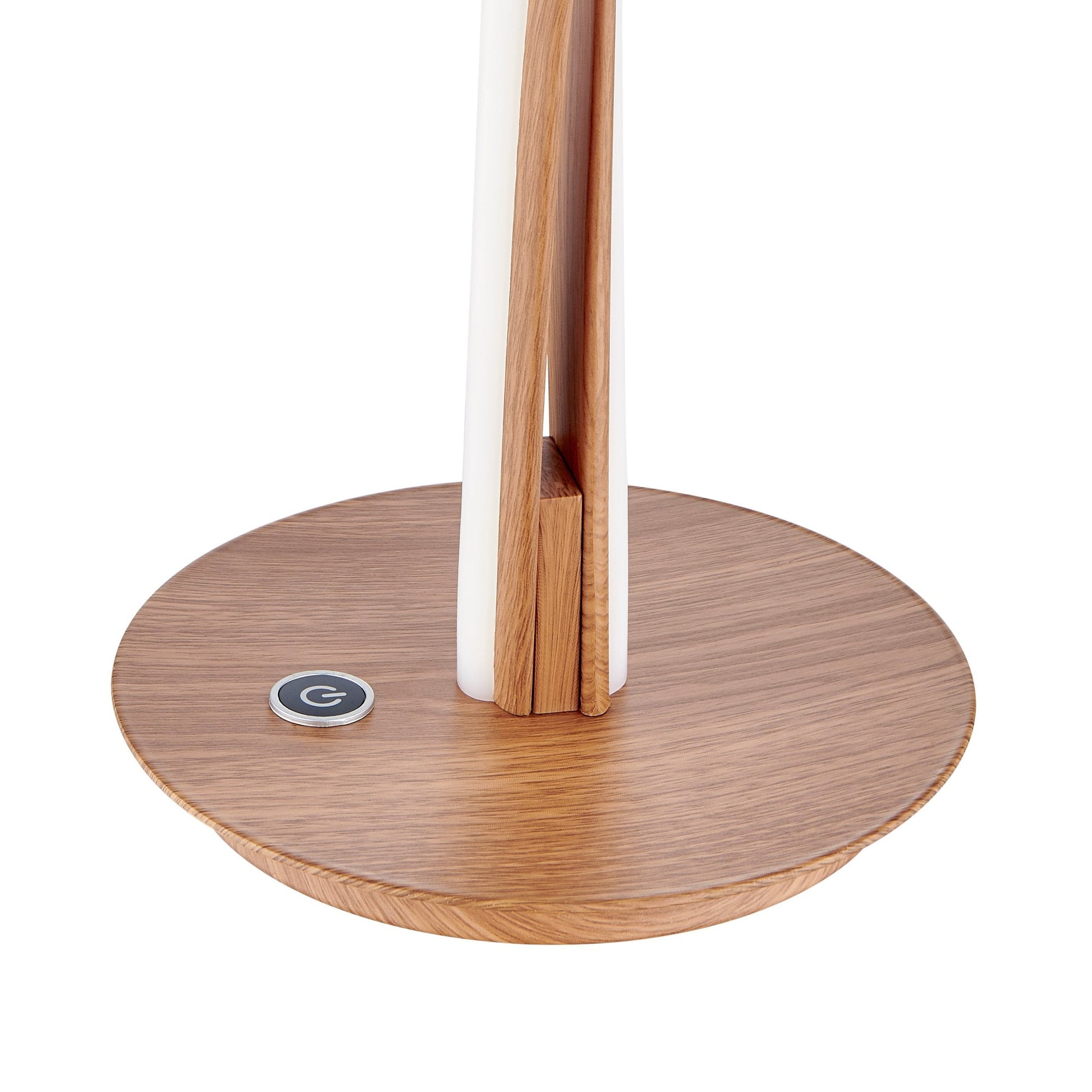 Finesse Decor Munich 17" W x 19" H Brown Wood Finish 2-Light LED Strip Table Lamp With Touch Dimmer