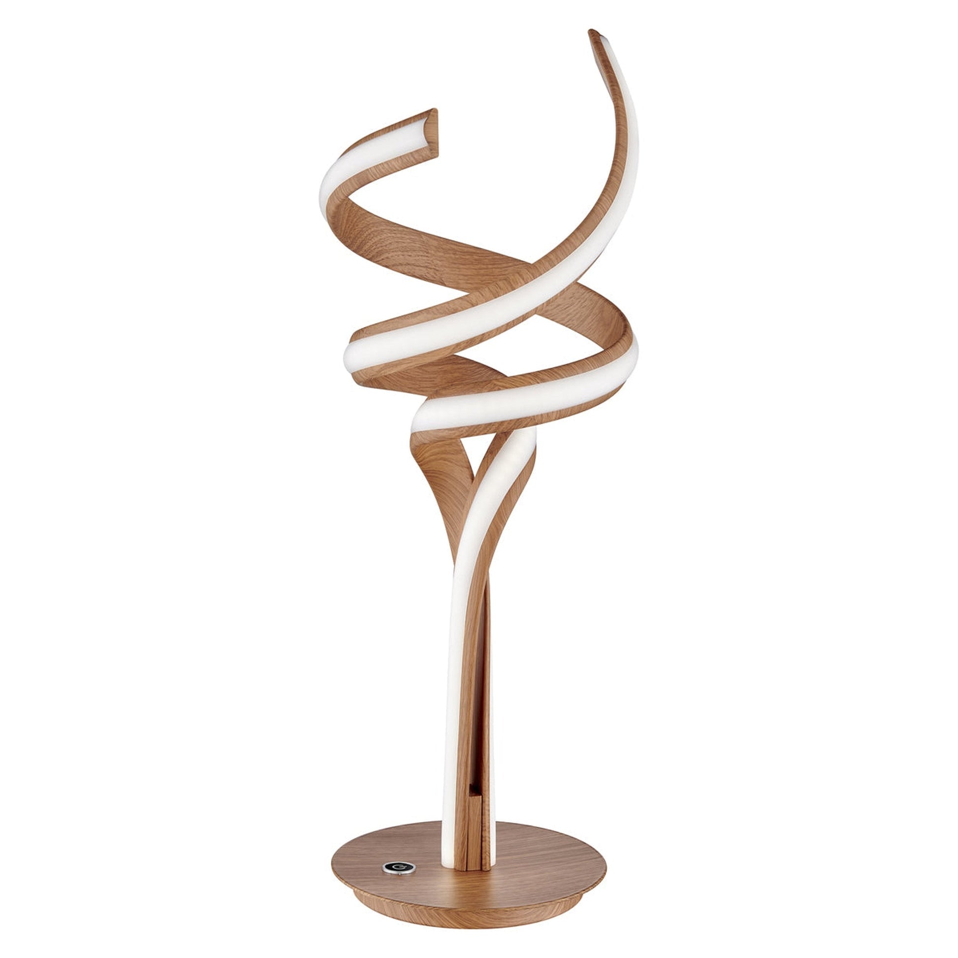 Finesse Decor Munich 17" W x 19" H Brown Wood Finish 2-Light LED Strip Table Lamp With Touch Dimmer
