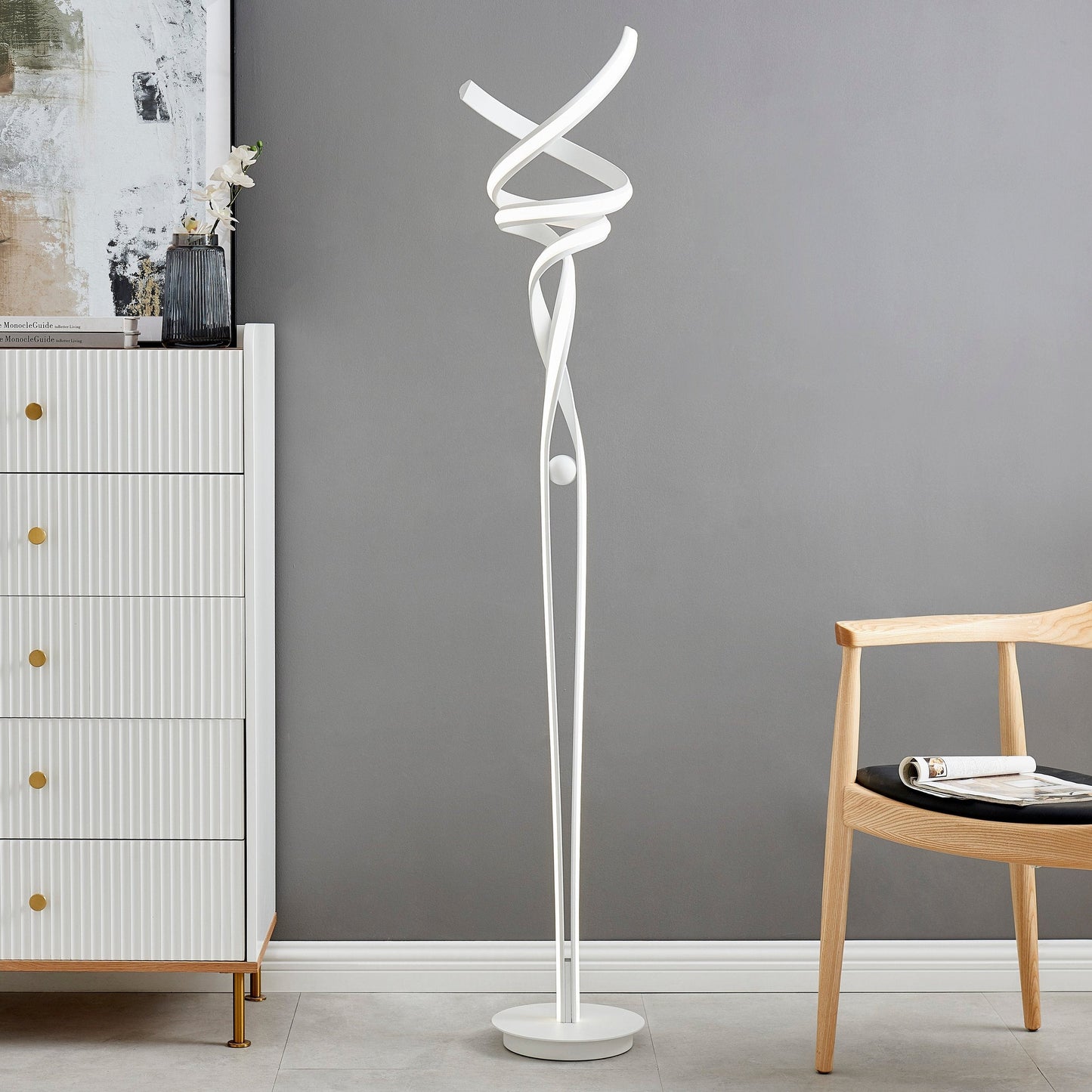 Finesse Decor Munich 63" White 2-Light LED Floor Lamp