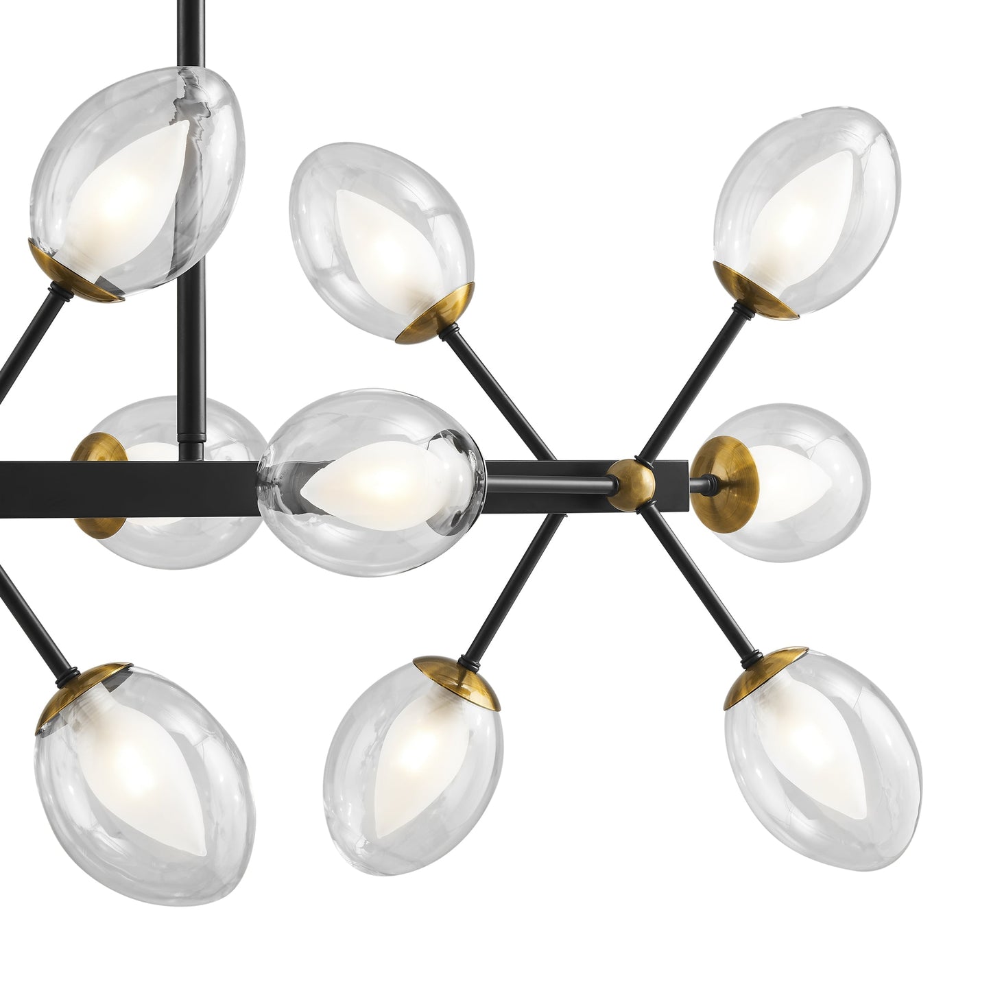 Finesse Decor Nodus 9" Matte Black Finish 18-Light LED Rectangular Chandelier