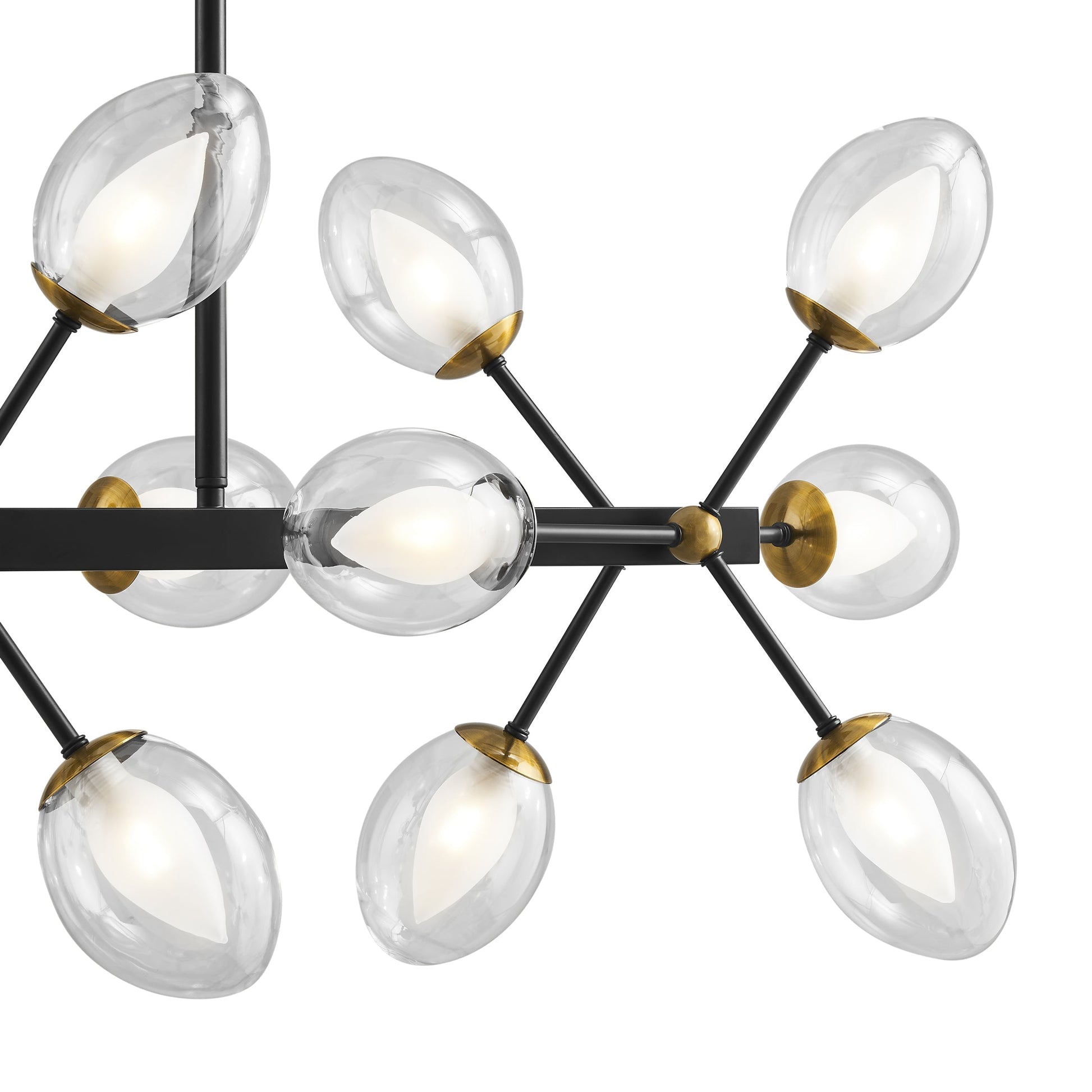 Finesse Decor Nodus 9" Matte Black Finish 18-Light LED Rectangular Chandelier
