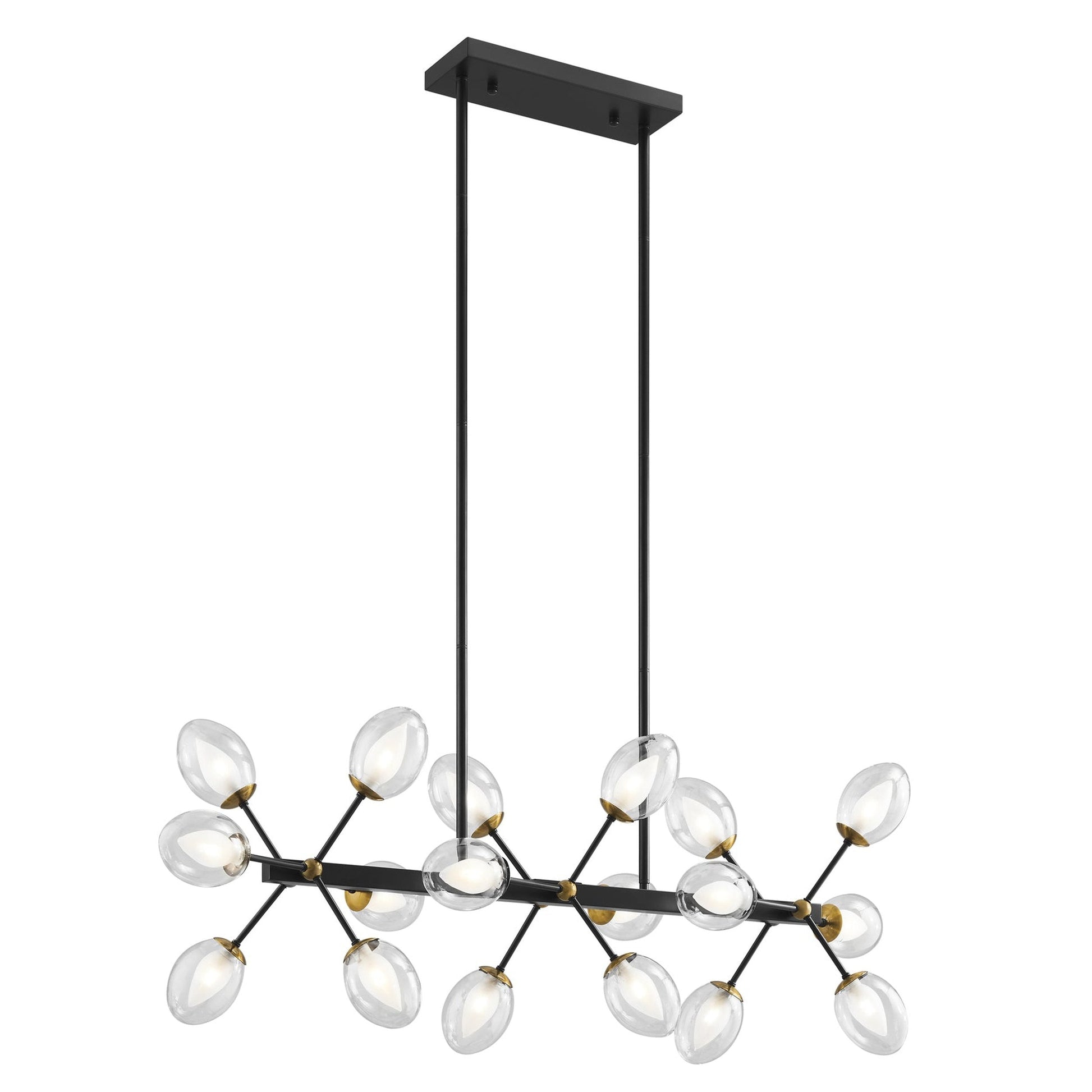 Finesse Decor Nodus 9" Matte Black Finish 18-Light LED Rectangular Chandelier