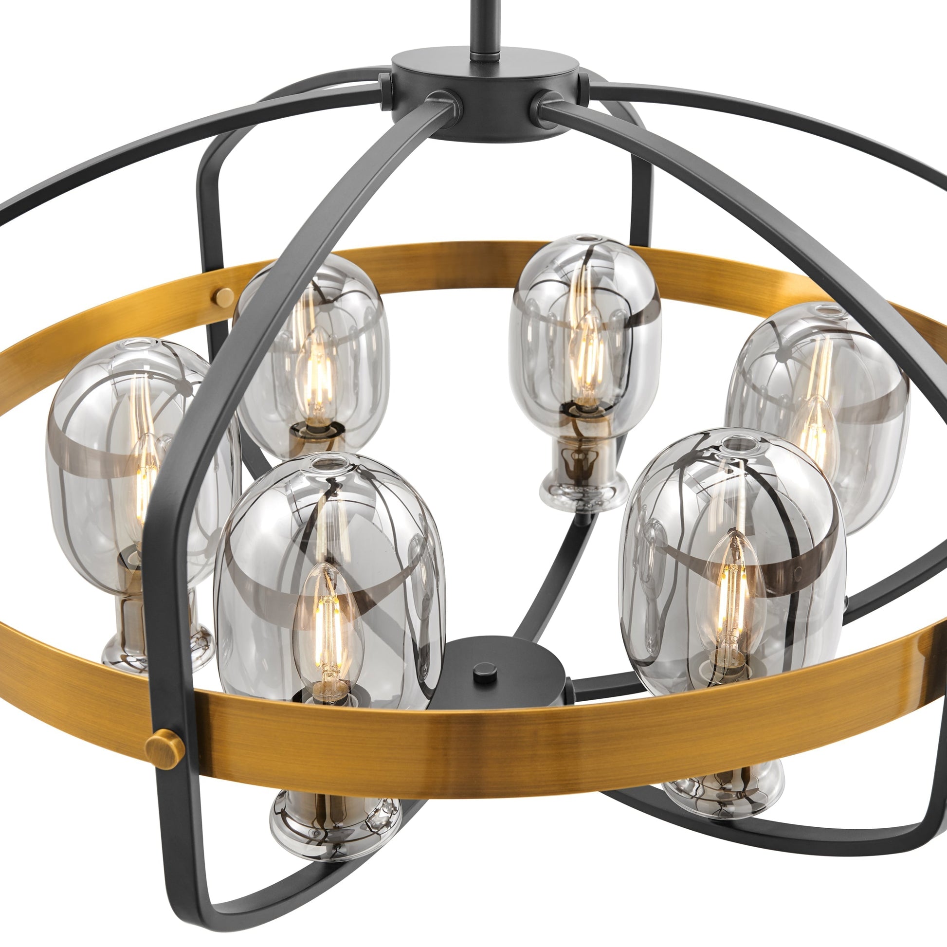 Finesse Decor Opia 25" Gold and Black Finish 8-Light LED Chandelier