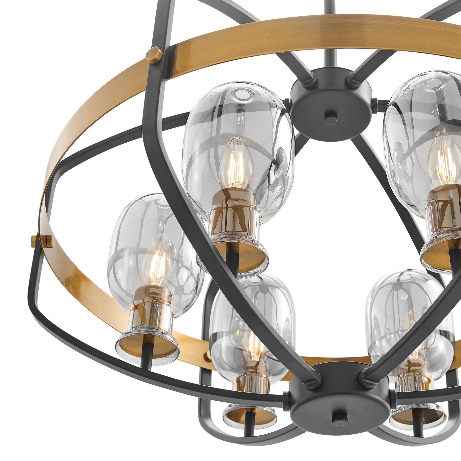 Finesse Decor Opia 25" Gold and Black Finish 8-Light LED Chandelier