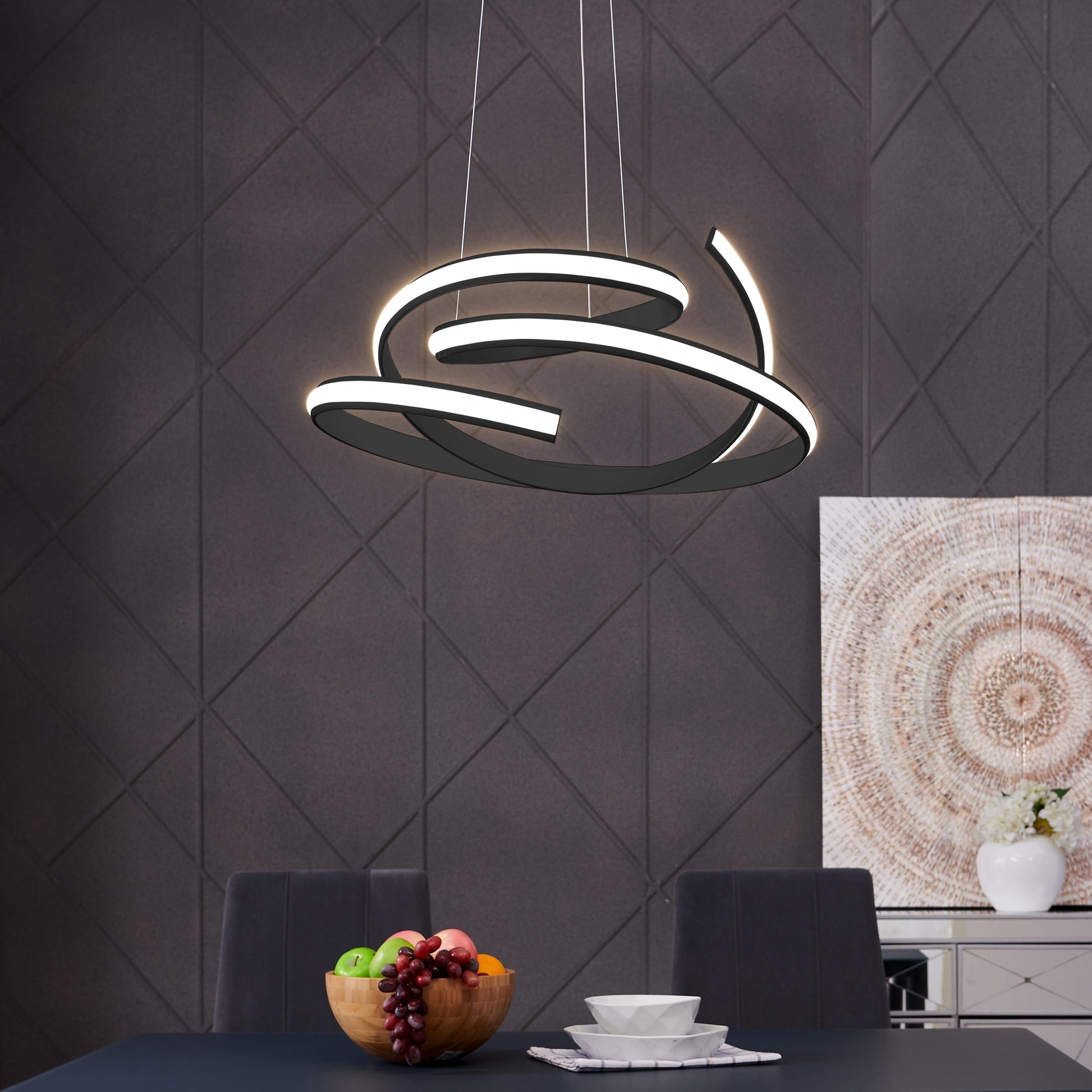 Finesse Decor Oslo 23" Black 1-Light LED Chandelier