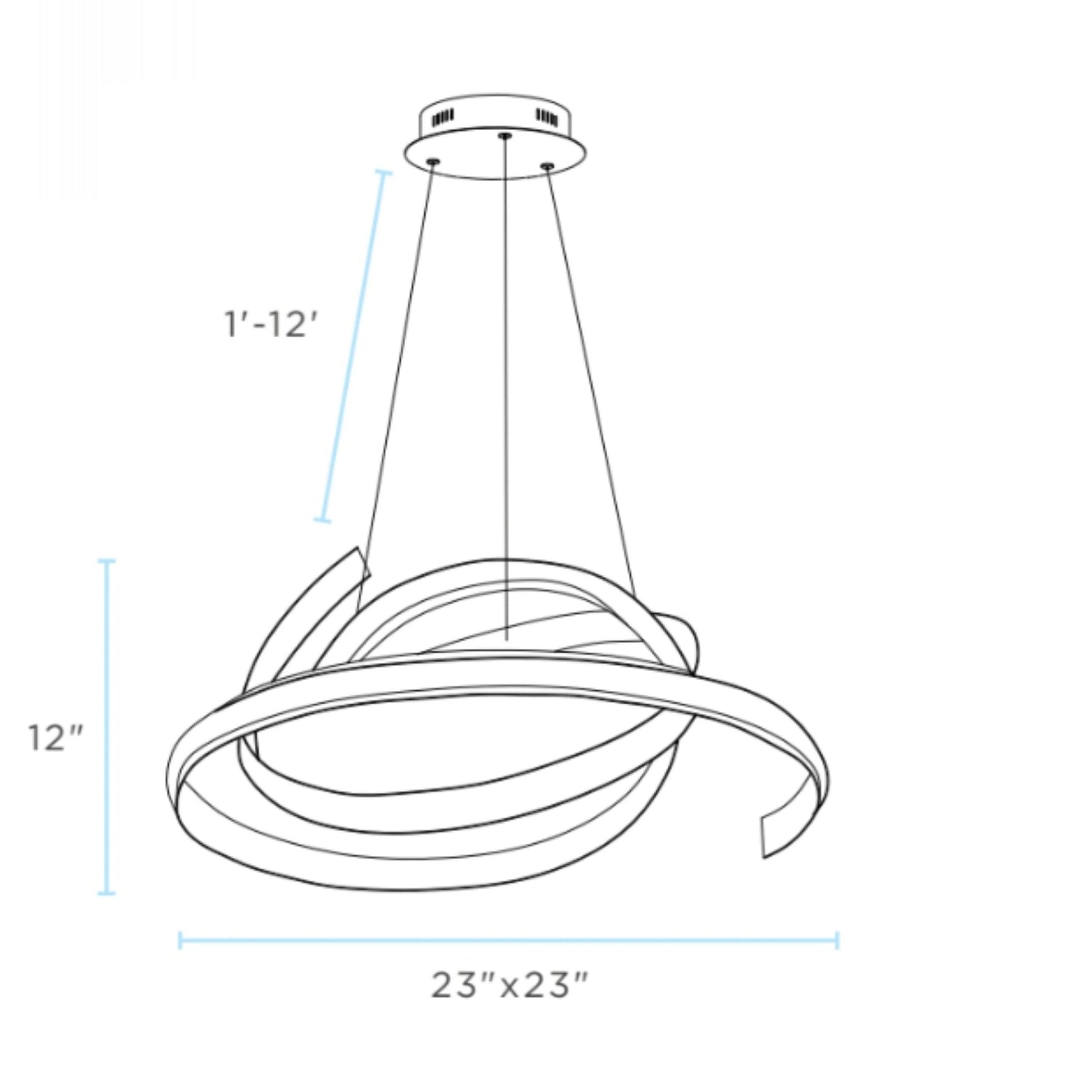 Finesse Decor Oslo 23" Black 1-Light LED Chandelier