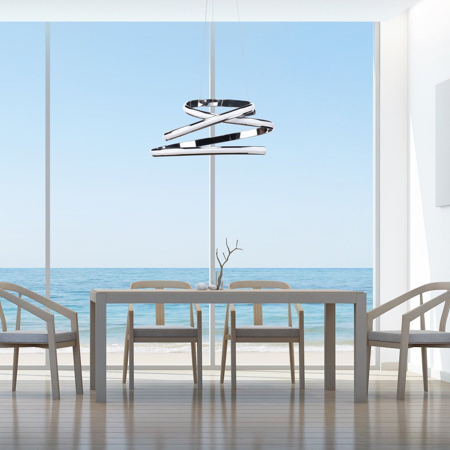 Finesse Decor Oslo 23" Chrome 1-Light LED Chandelier