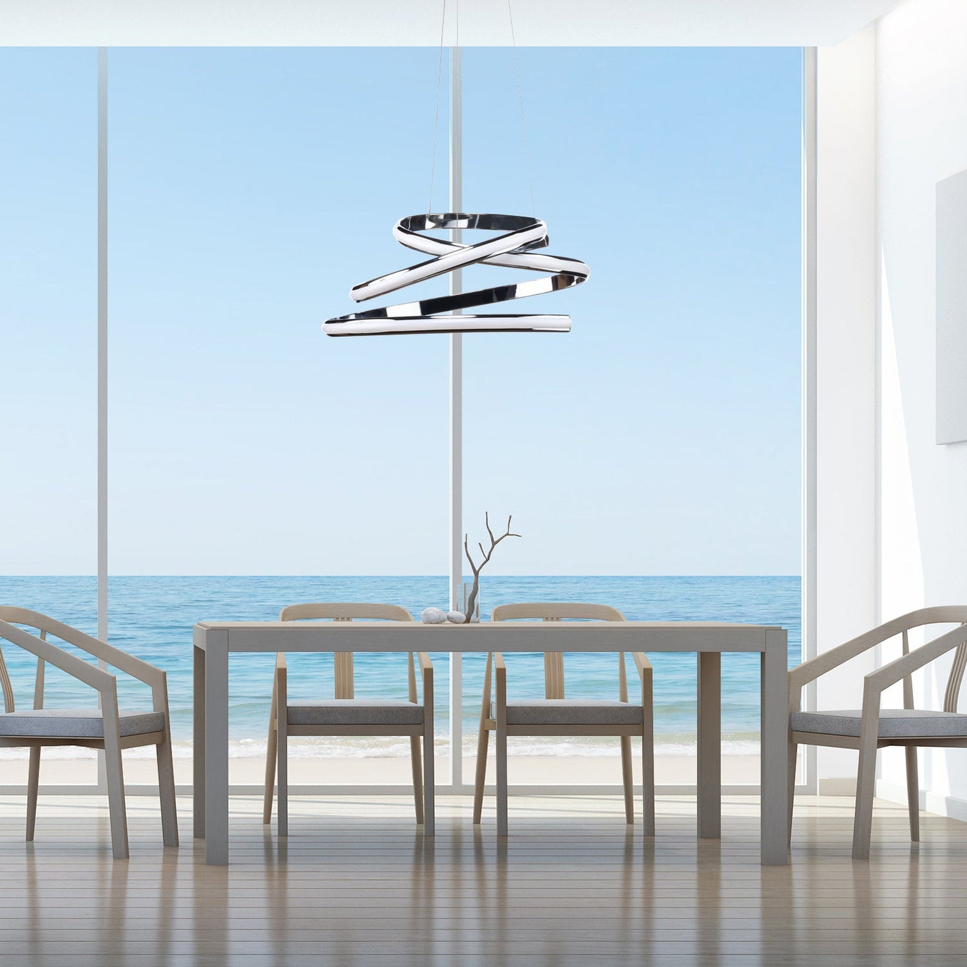 Finesse Decor Oslo 23" Chrome 1-Light LED Chandelier