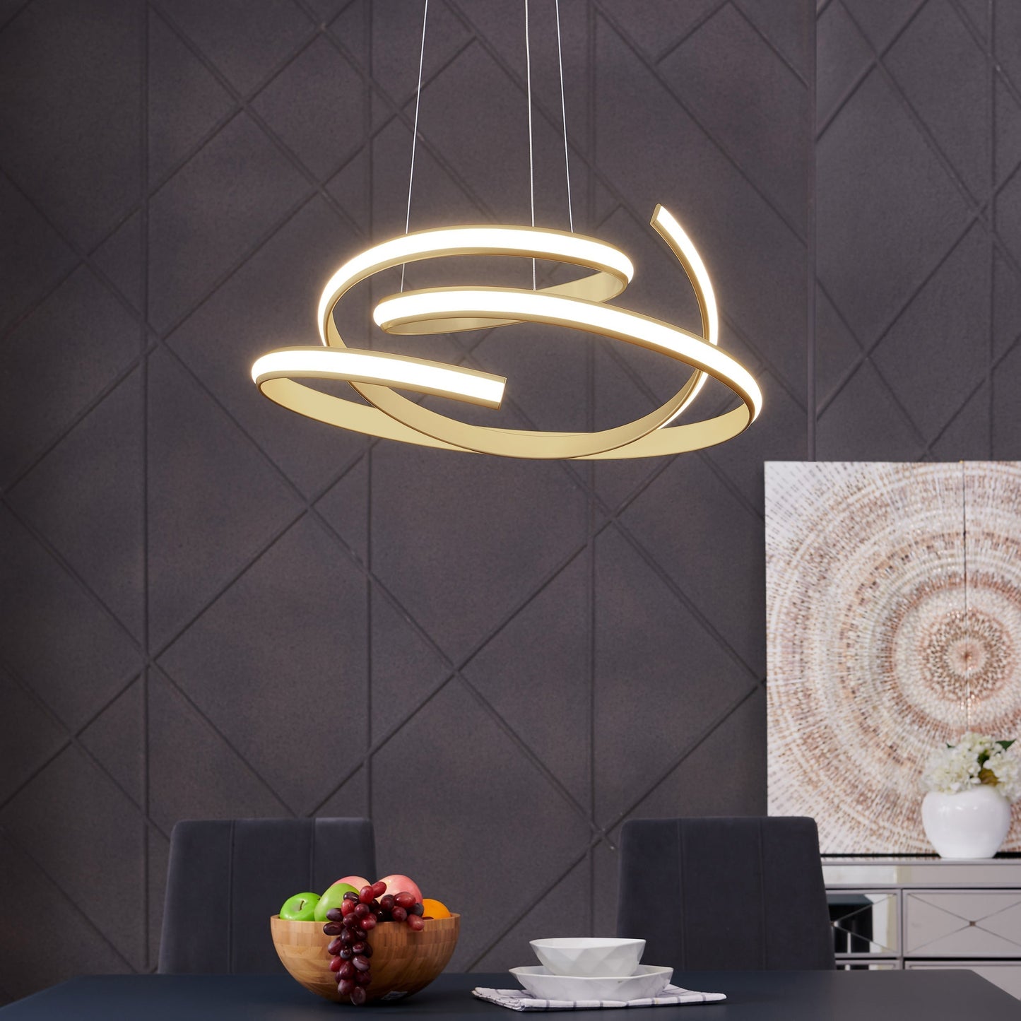 Finesse Decor Oslo 23" Gold 1-Light LED Chandelier