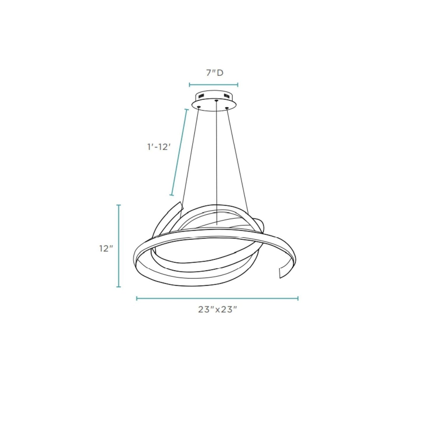 Finesse Decor Oslo 23" W x 12" H Silver Finish 1-Light LED Chandelier