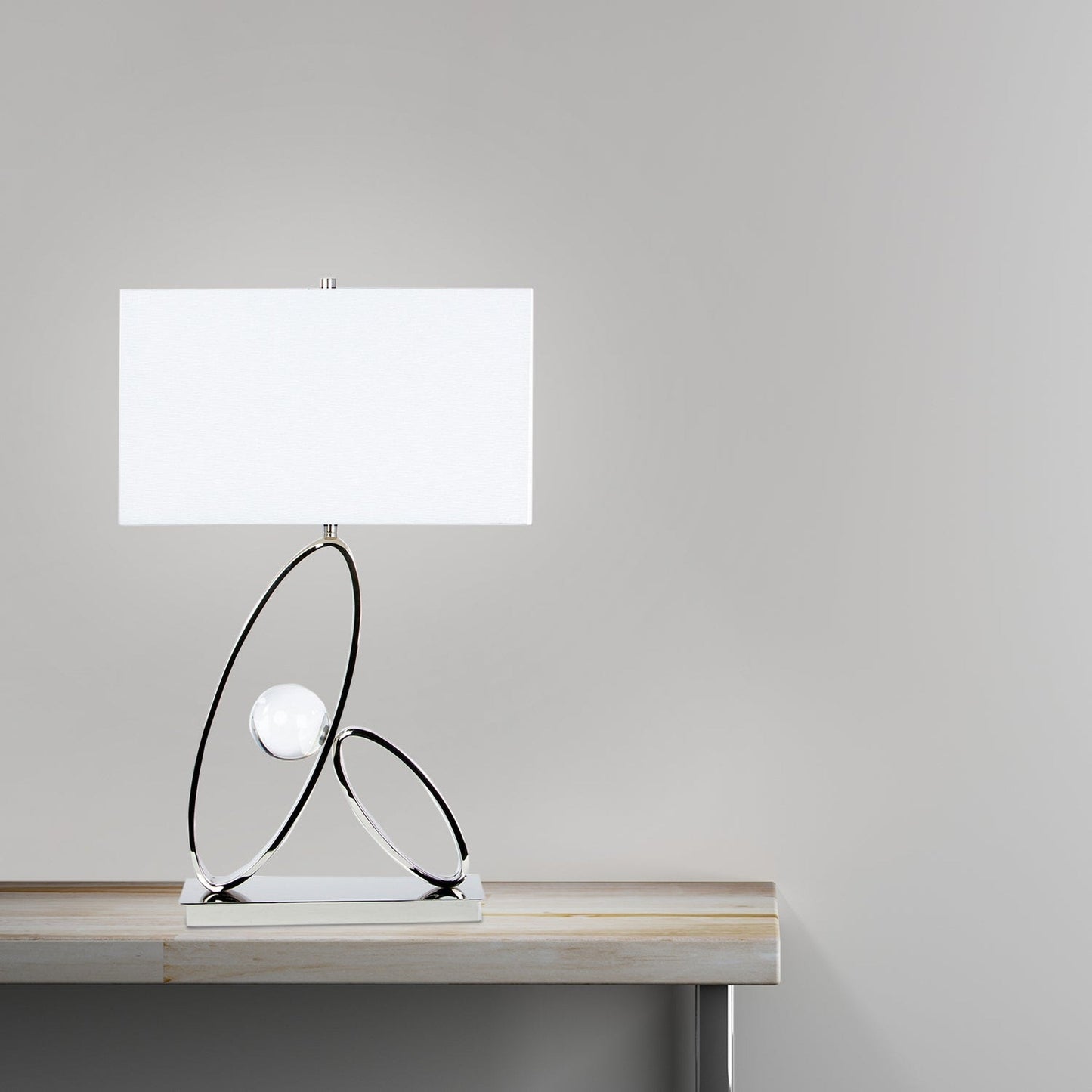 Finesse Decor Oval Crystal Chrome Finish 1-Light Table Lamp