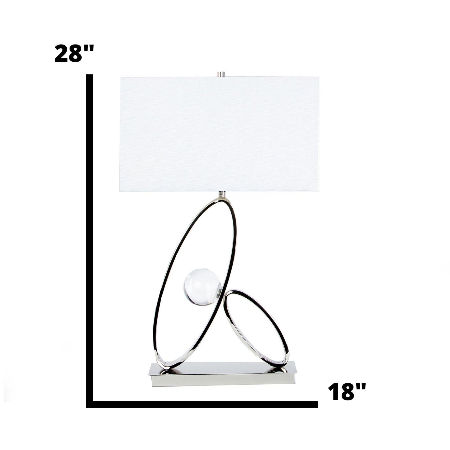 Finesse Decor Oval Crystal Chrome Finish 1-Light Table Lamp