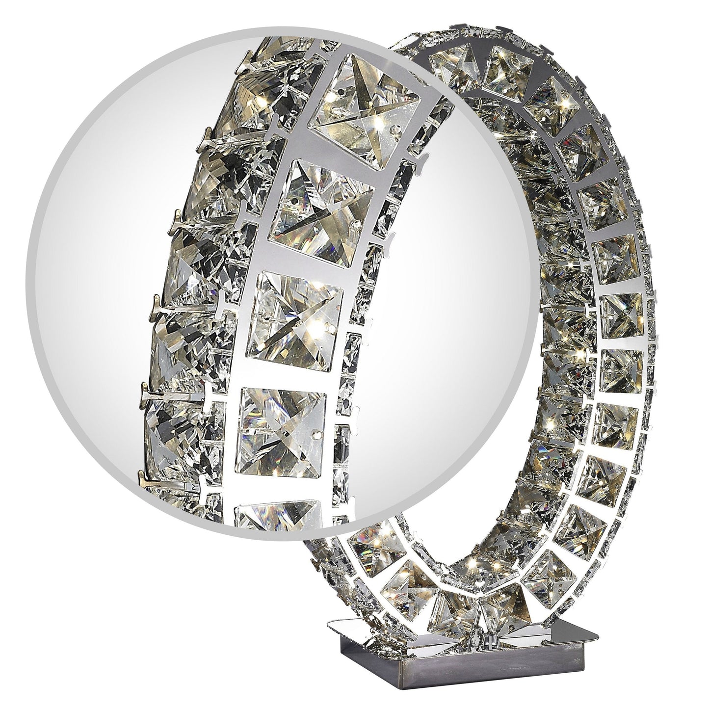 Finesse Decor Oval Crystal Extravaganza 3" W x 18" H Chrome Finish 1-Light LED Strip Table Lamp