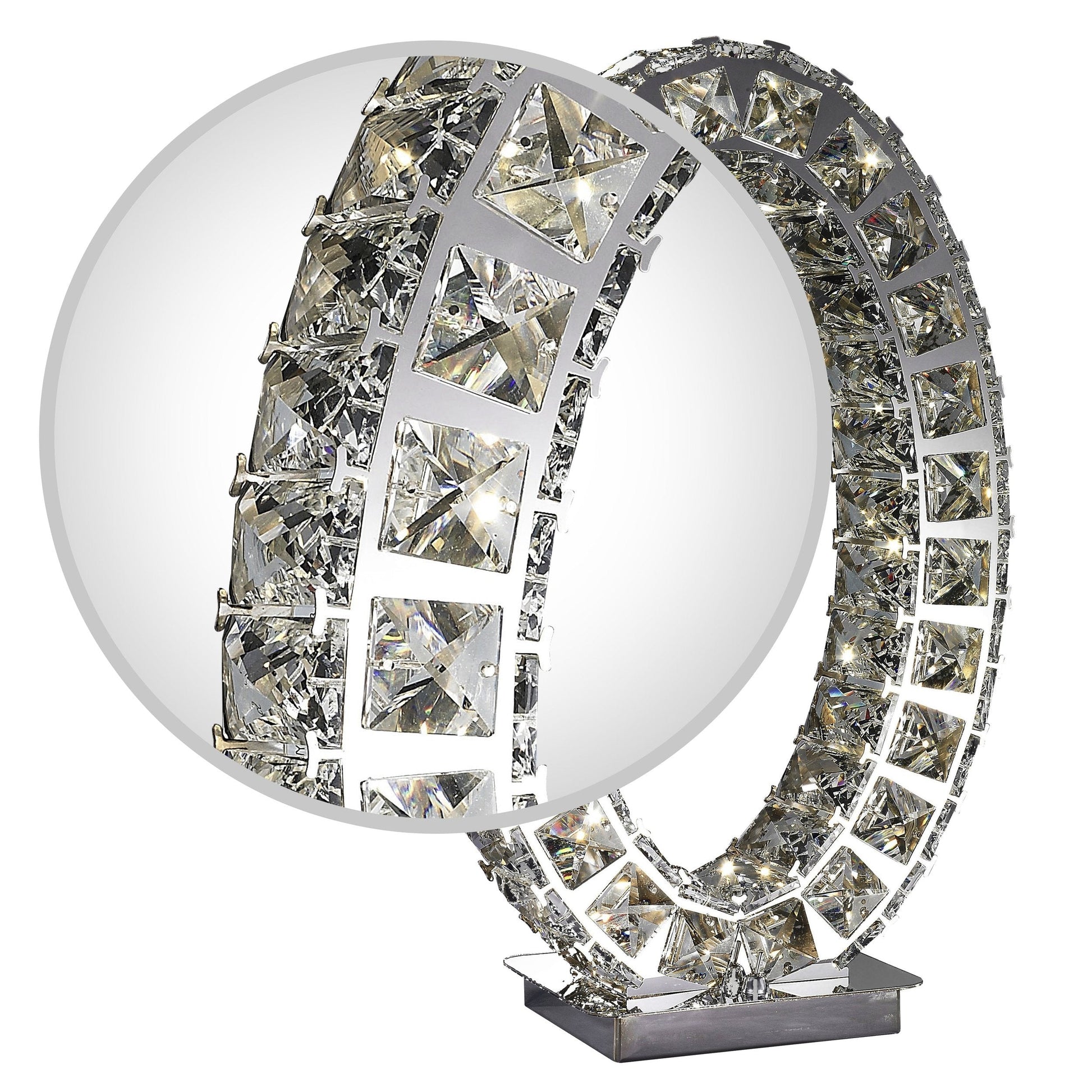 Finesse Decor Oval Crystal Extravaganza 3" W x 18" H Chrome Finish 1-Light LED Strip Table Lamp