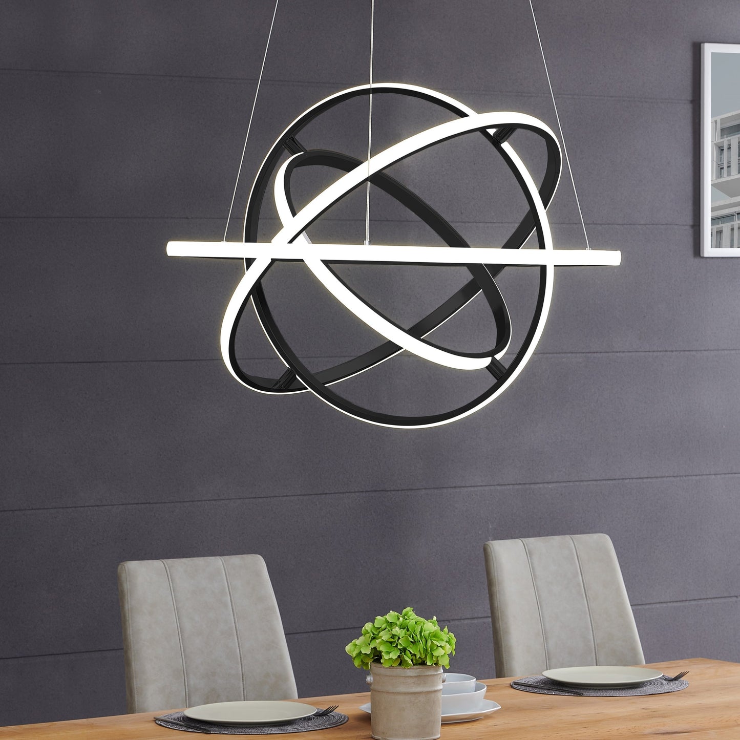 Finesse Decor Oxford 26" Black 3-Light LED Chandelier