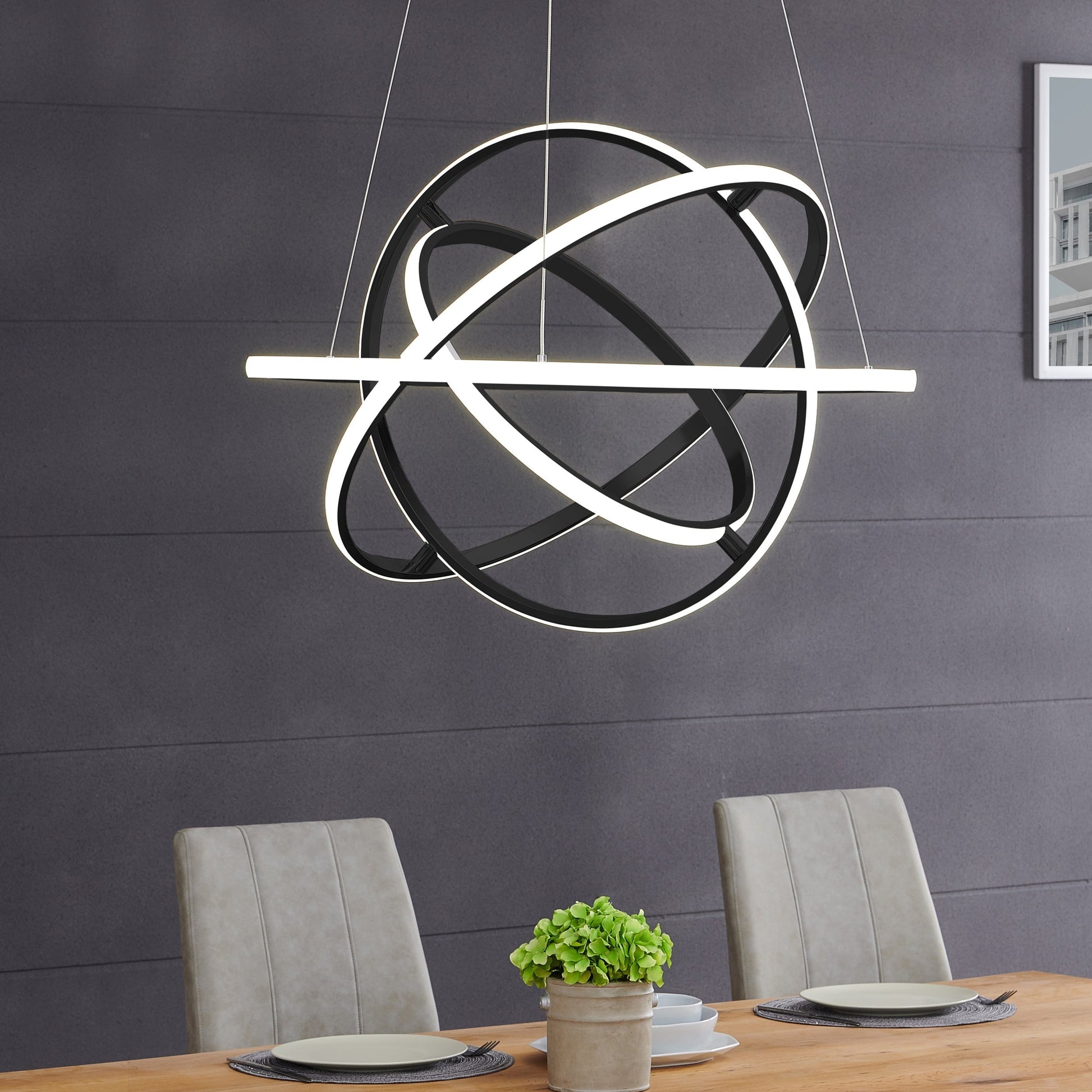 Finesse Decor Oxford 26" Black 3-Light LED Chandelier