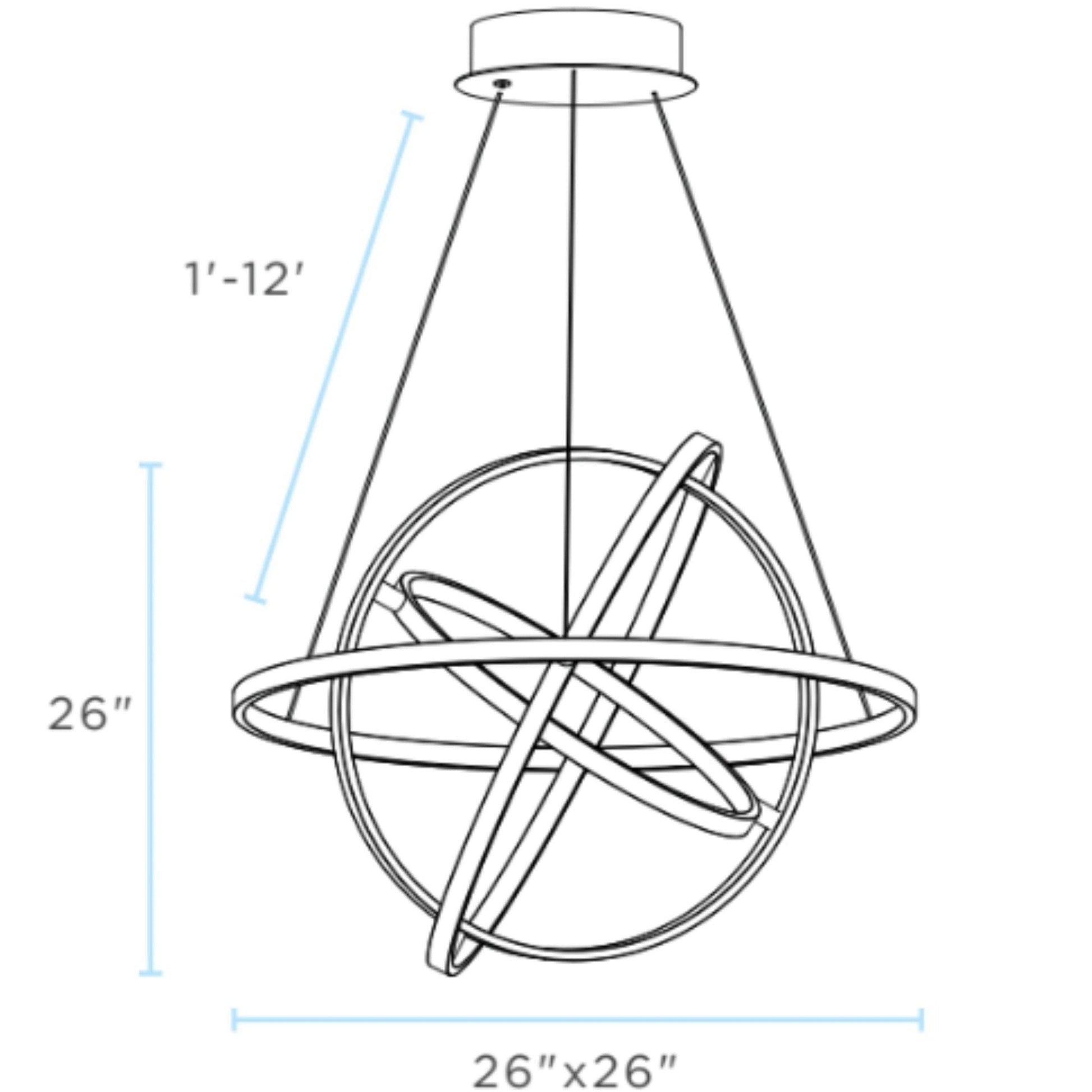 Finesse Decor Oxford 26" Black 3-Light LED Chandelier