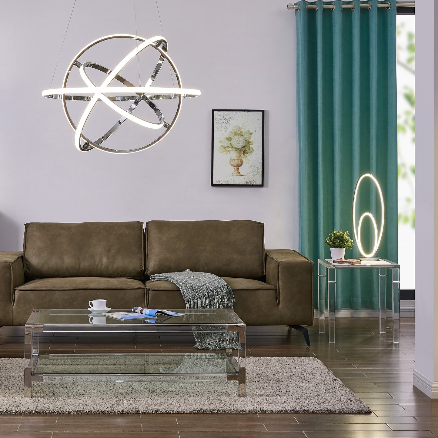 Finesse Decor Oxford 26" Chrome 3-Light LED Chandelier