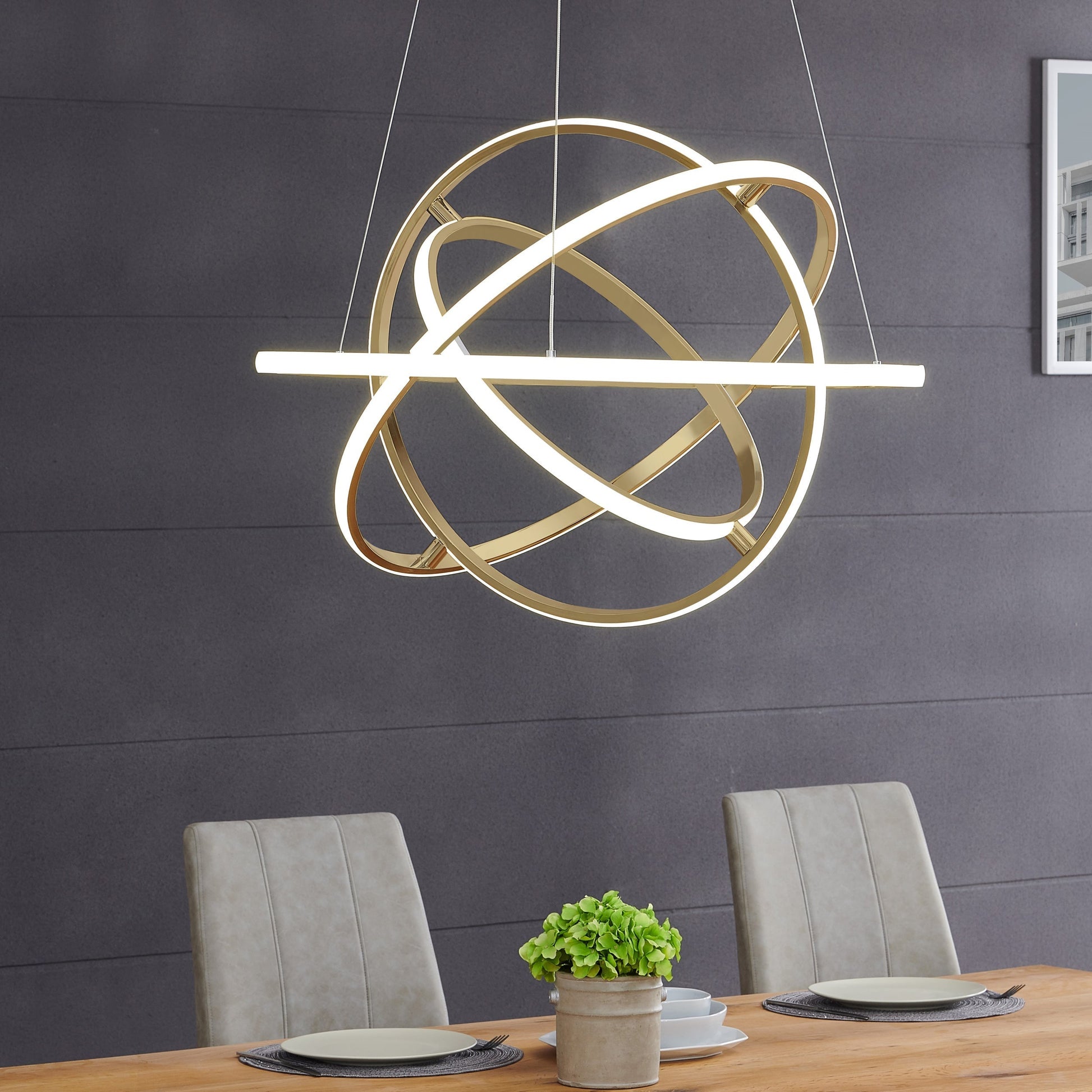 Finesse Decor Oxford 26" Sandy Gold 3-Light LED Chandelier