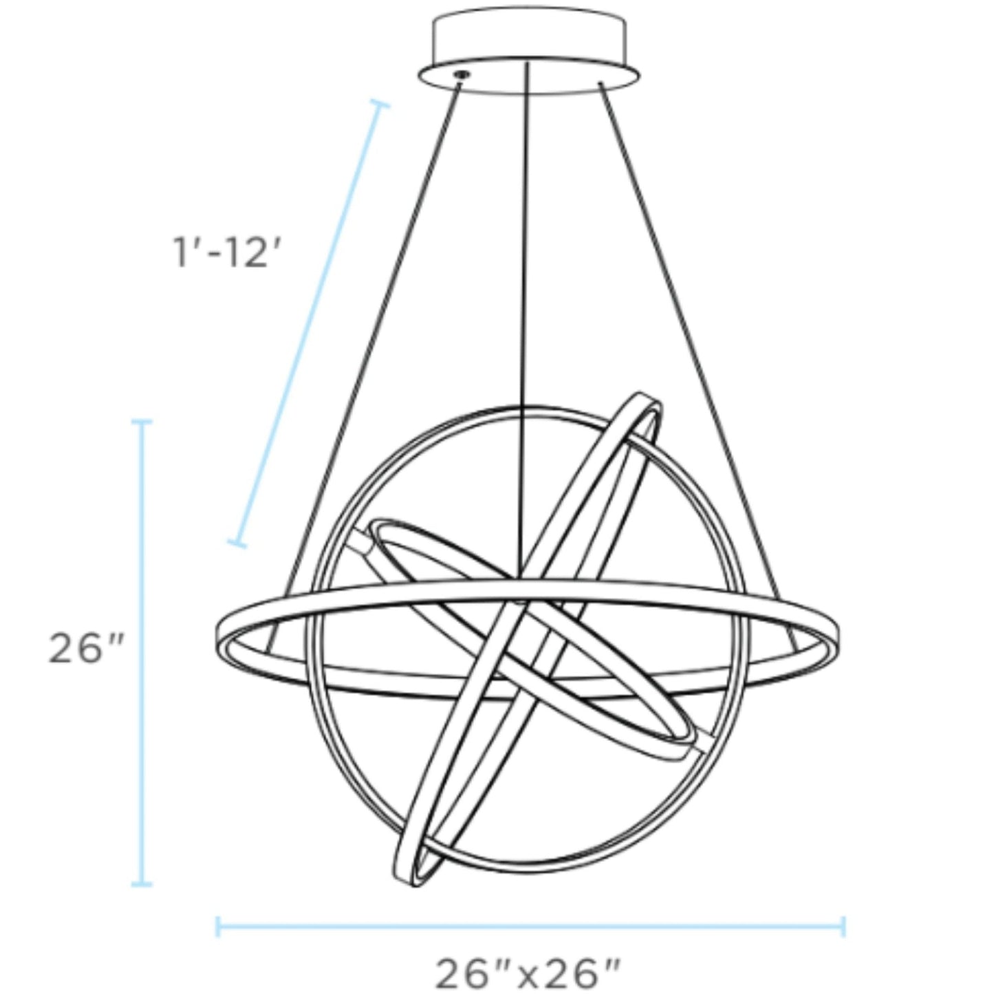 Finesse Decor Oxford 26" Sandy Gold 3-Light LED Chandelier