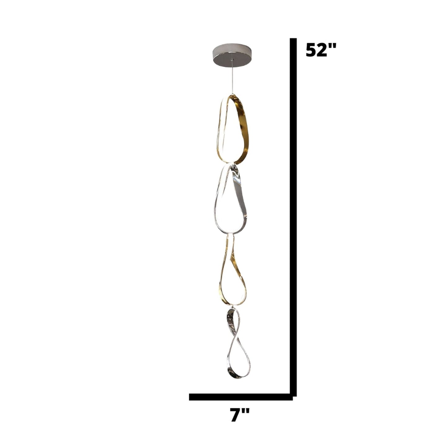 Finesse Decor Prague 7" Chrome and Gold 4-Light LED Chandelier