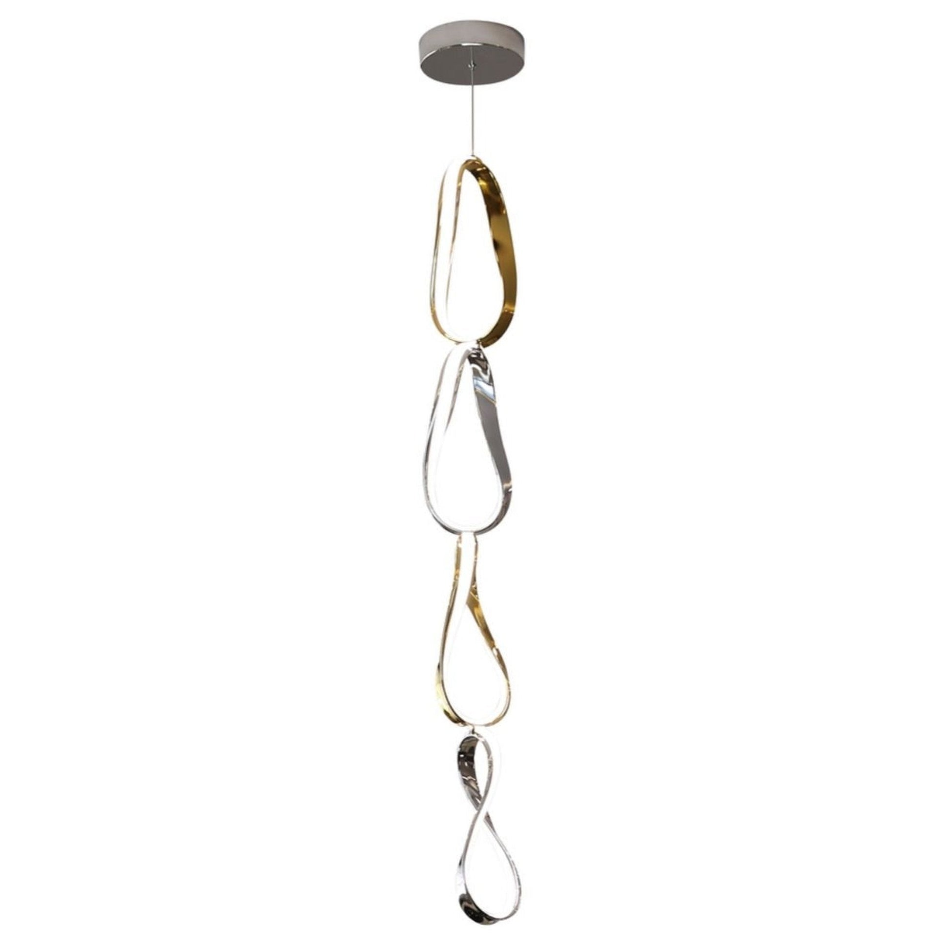 Finesse Decor Prague 7" Chrome and Gold 4-Light LED Chandelier