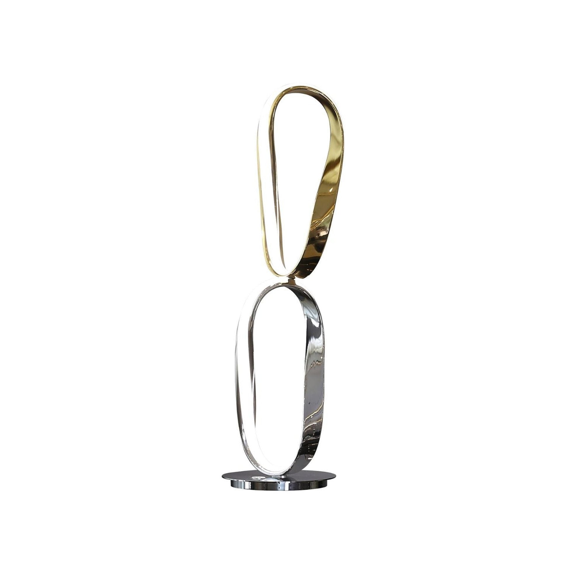 Finesse Decor Prague 8" W x 31" H Chrome and Gold Finish 2-Light LED Strip Table Lamp With Touch Dimmer