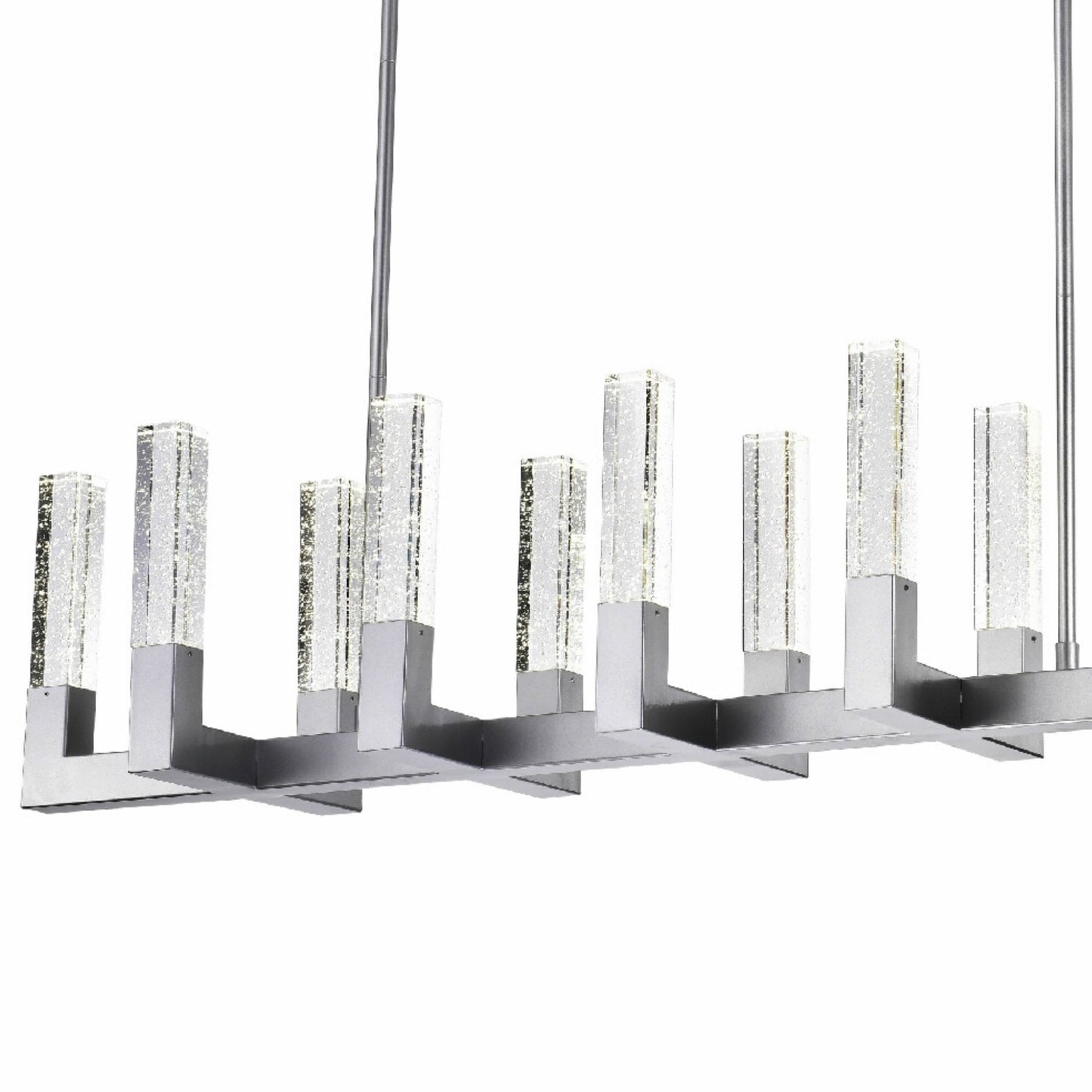 Finesse Decor Rectangular Crystal Dianyi 12" Silver Finish 12-Light LED Chandelier