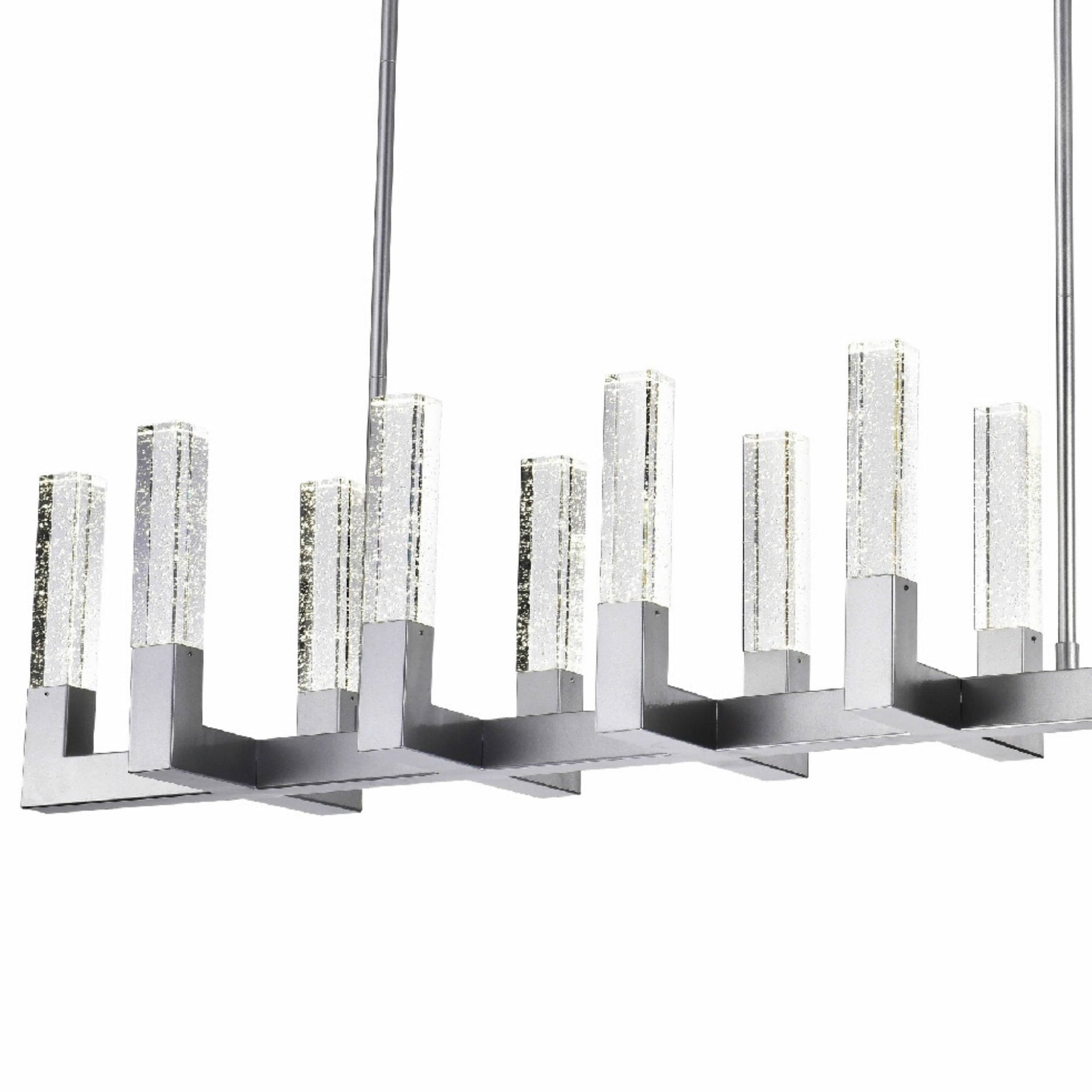 Finesse Decor Rectangular Crystal Dianyi 12" Silver Finish 12-Light LED Chandelier