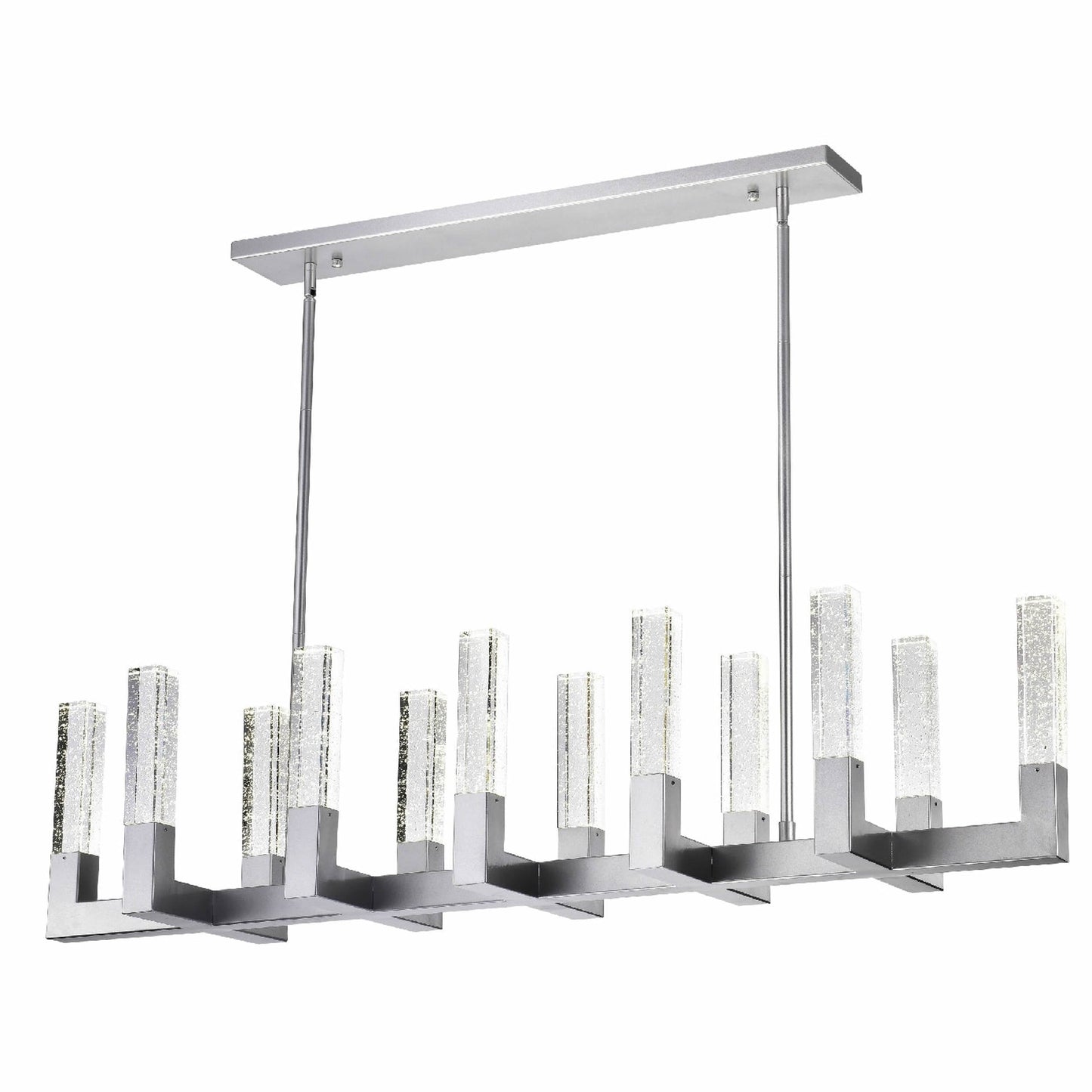 Finesse Decor Rectangular Crystal Dianyi 12" Silver Finish 12-Light LED Chandelier
