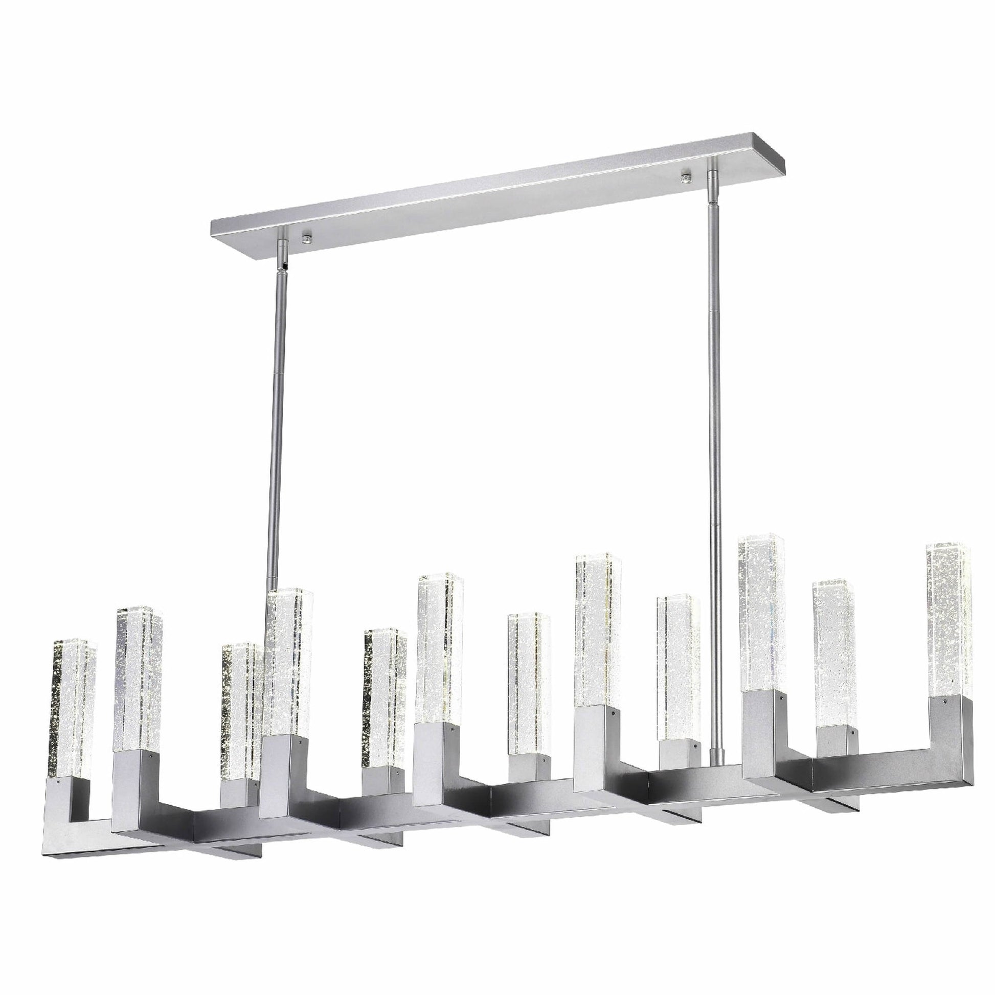 Finesse Decor Rectangular Crystal Dianyi 12" Silver Finish 12-Light LED Chandelier