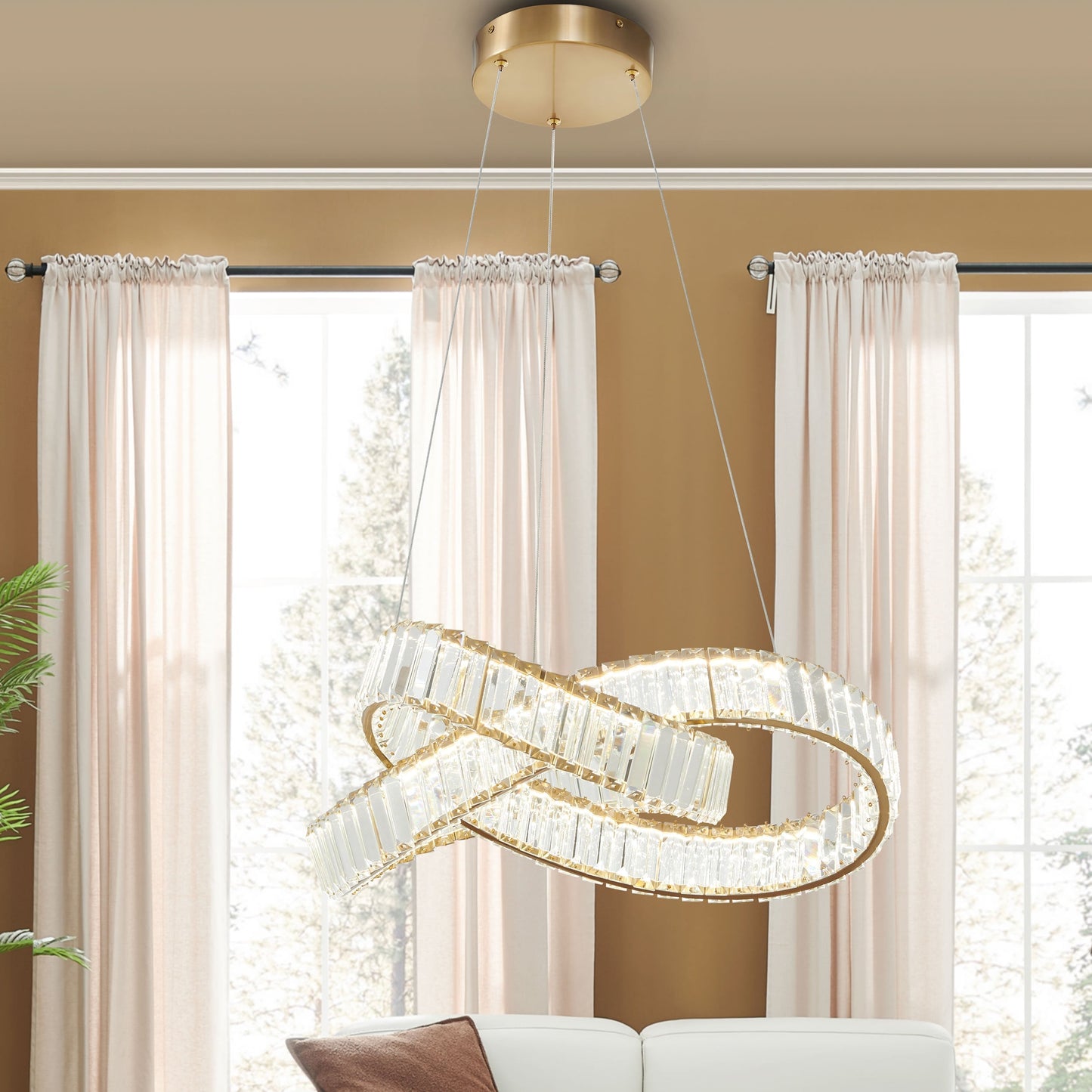 Finesse Decor Richmond Brushed Gold Finish 1-Light LED Chandelier