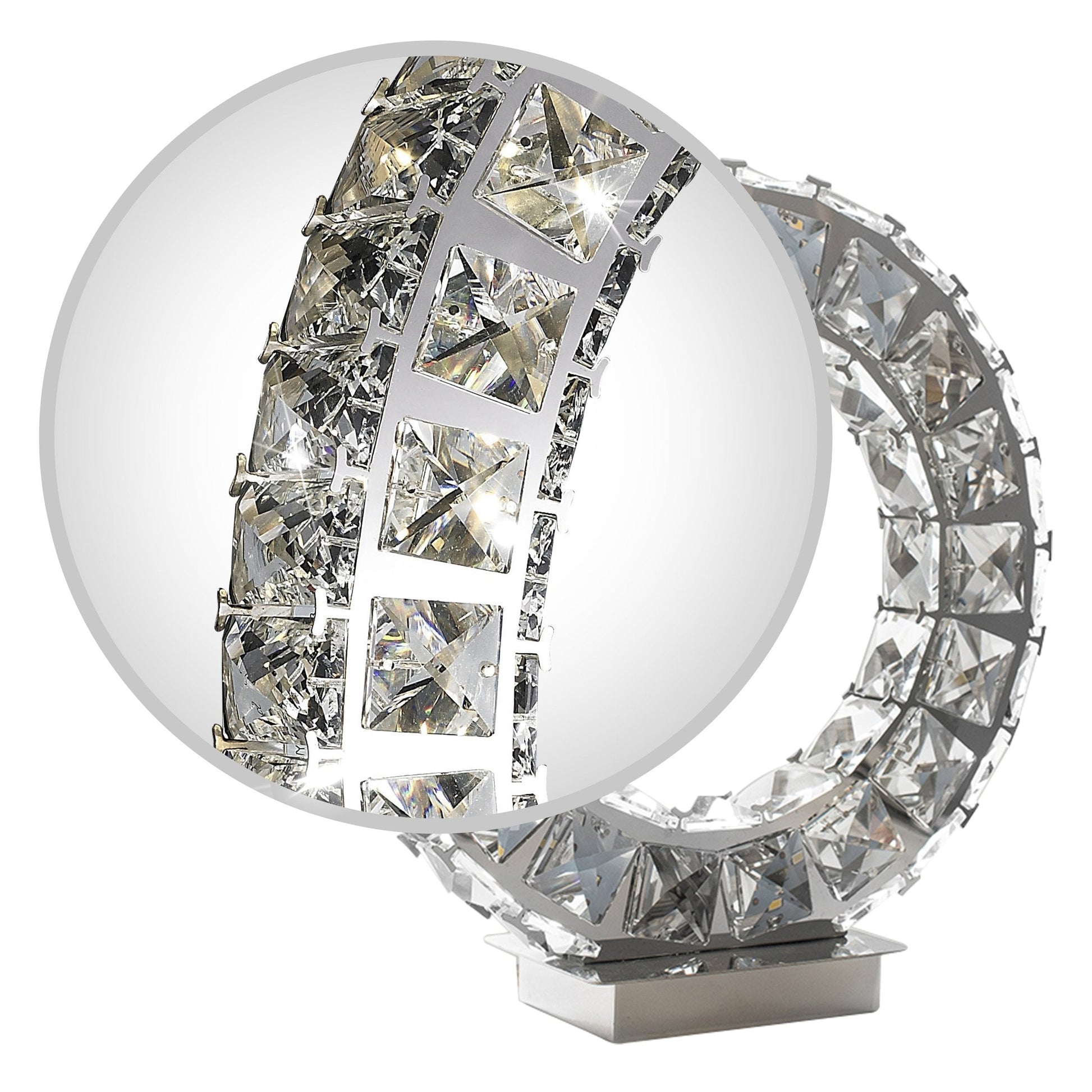 Finesse Decor Round Crystal Extravaganza 3" W x 11" H Chrome Finish 1-Light LED Strip Table Lamp With Touch Dimmer