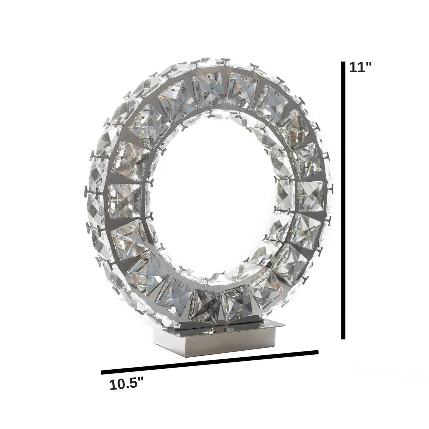 Finesse Decor Round Crystal Extravaganza 3" W x 11" H Chrome Finish 1-Light LED Strip Table Lamp With Touch Dimmer
