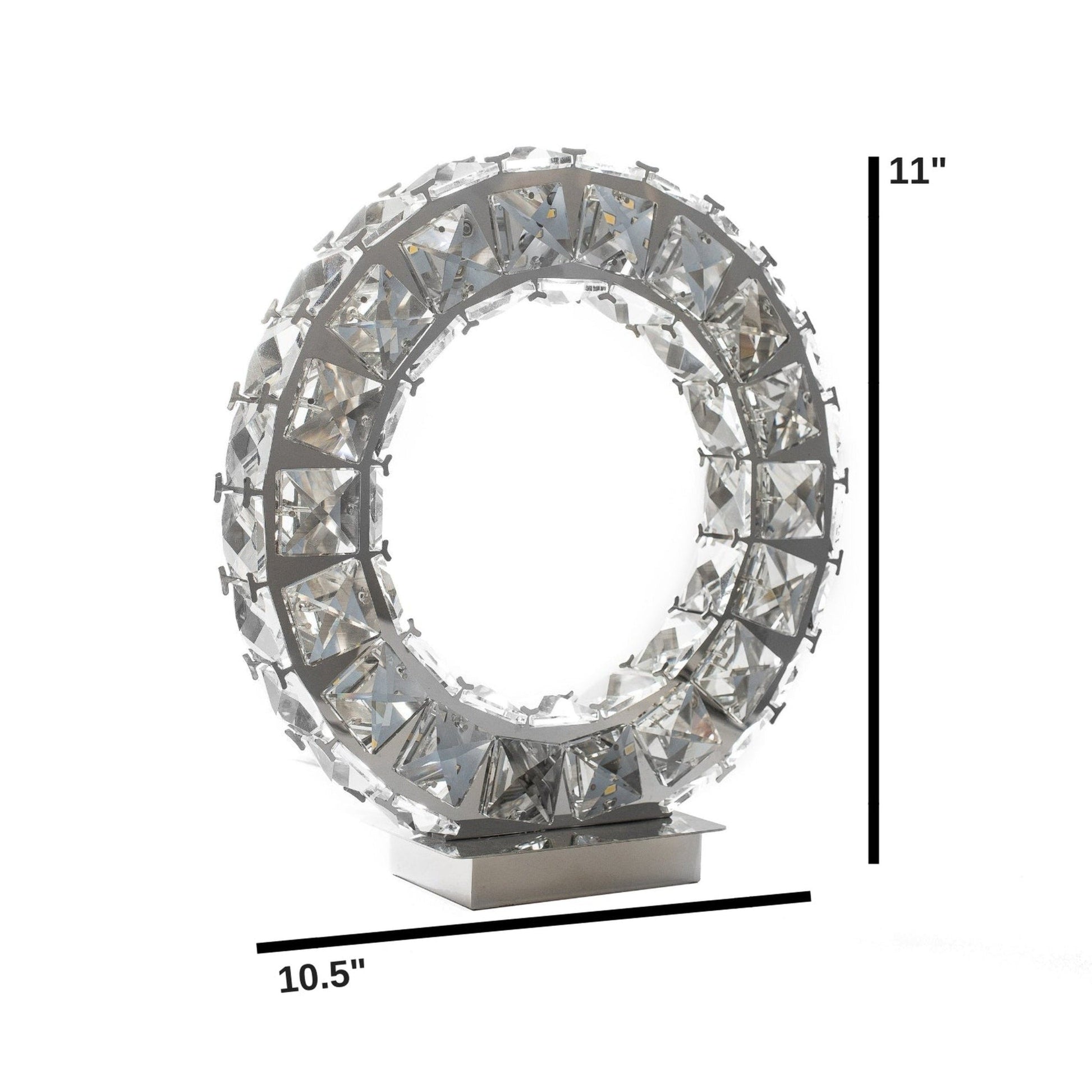 Finesse Decor Round Crystal Extravaganza 3" W x 11" H Chrome Finish 1-Light LED Strip Table Lamp With Touch Dimmer
