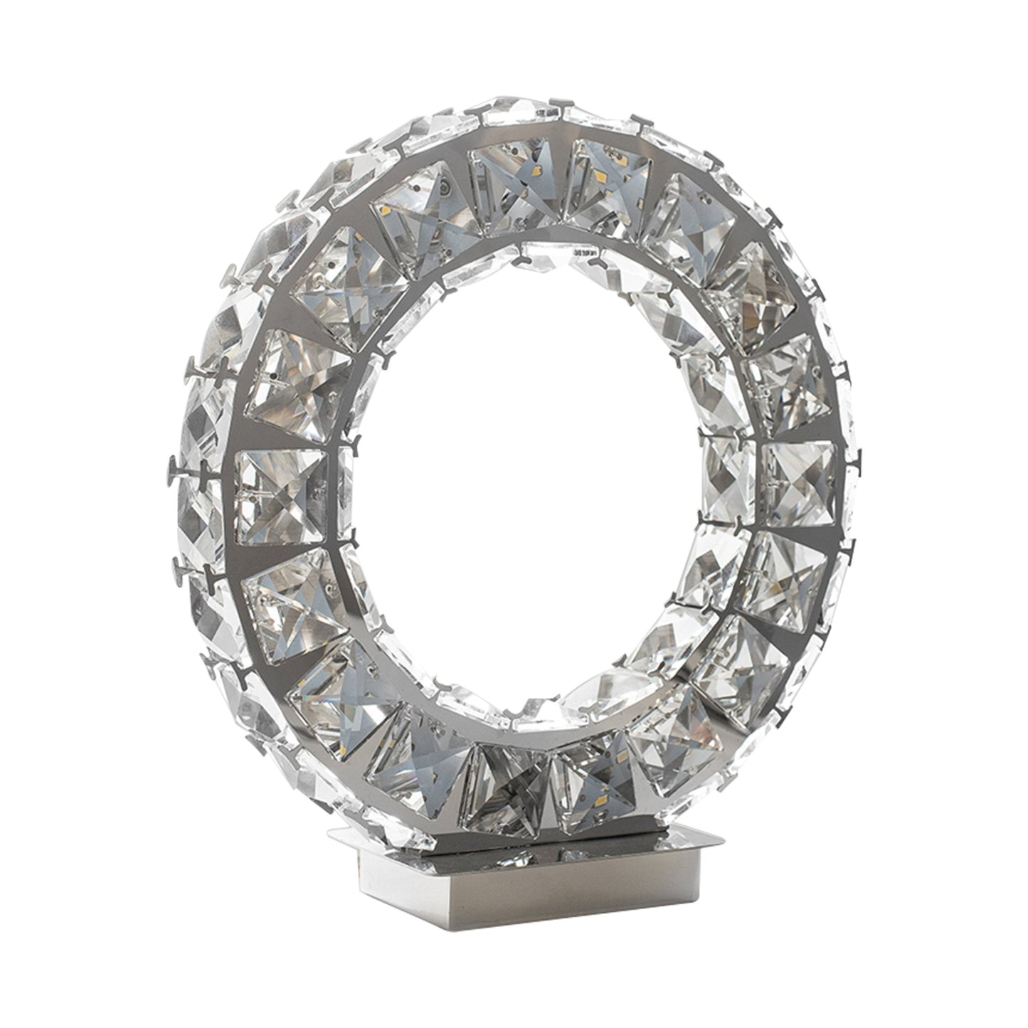 Finesse Decor Round Crystal Extravaganza 3" W x 11" H Chrome Finish 1-Light LED Strip Table Lamp With Touch Dimmer